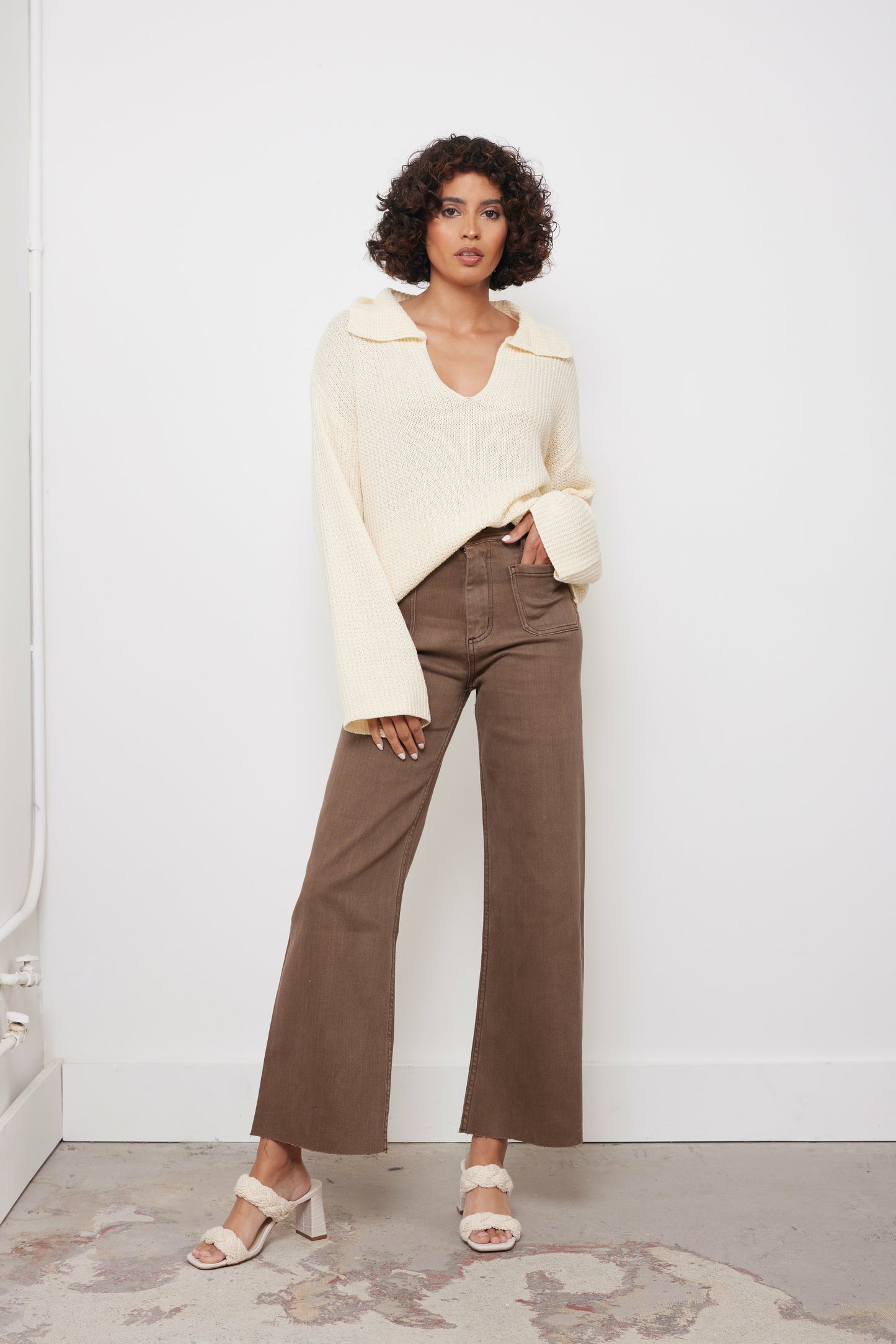 Eleni Washed Brown Pants