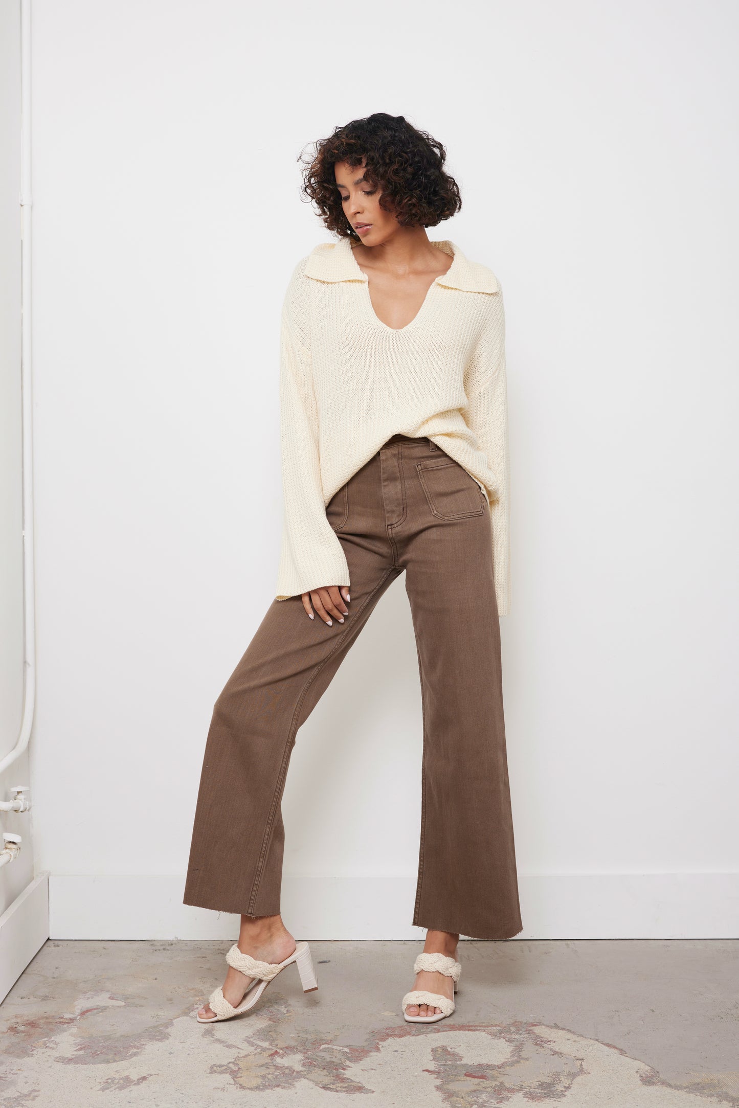 Eleni Washed Brown Pants
