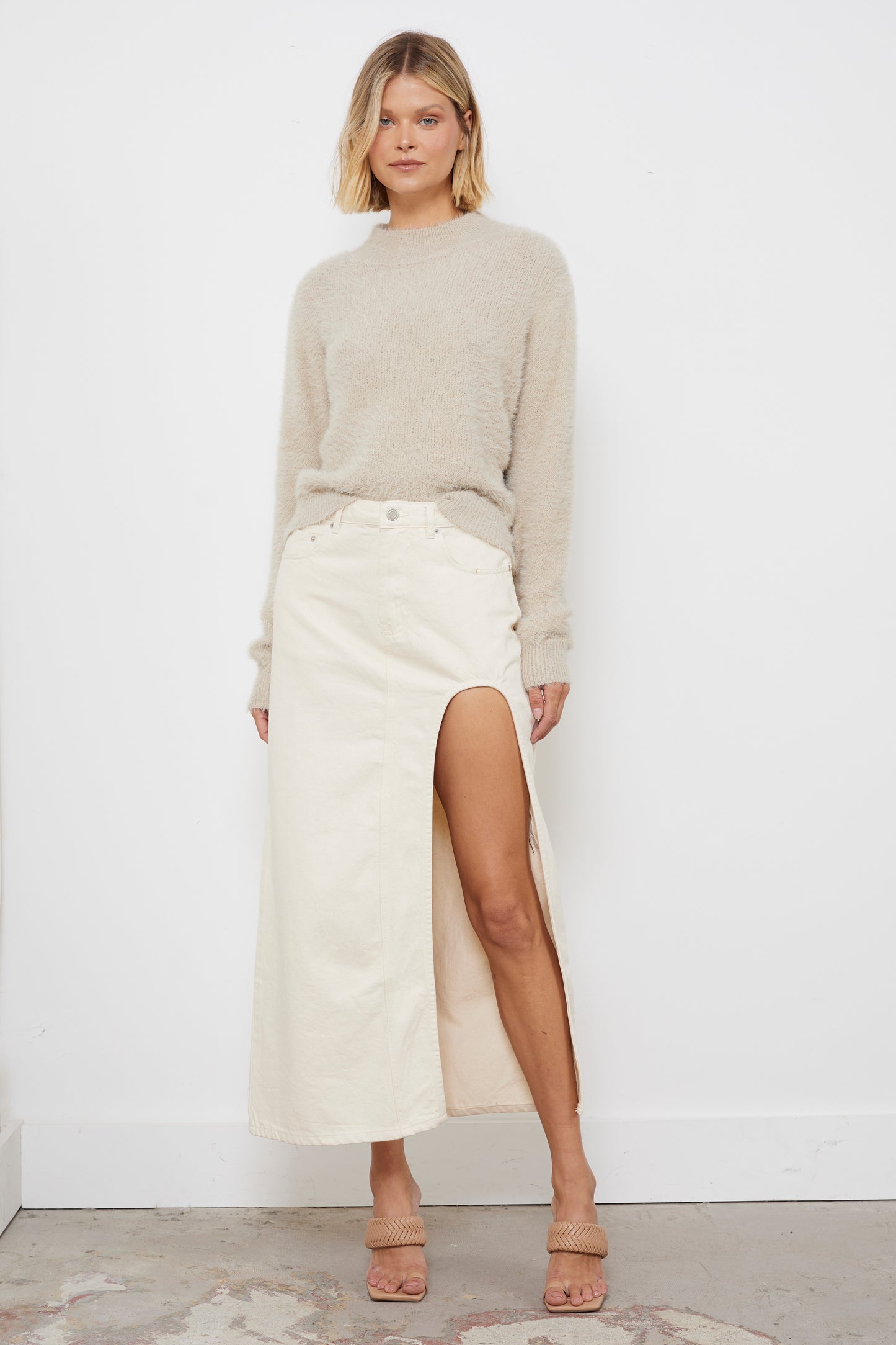 Frosty Beige Knit Top