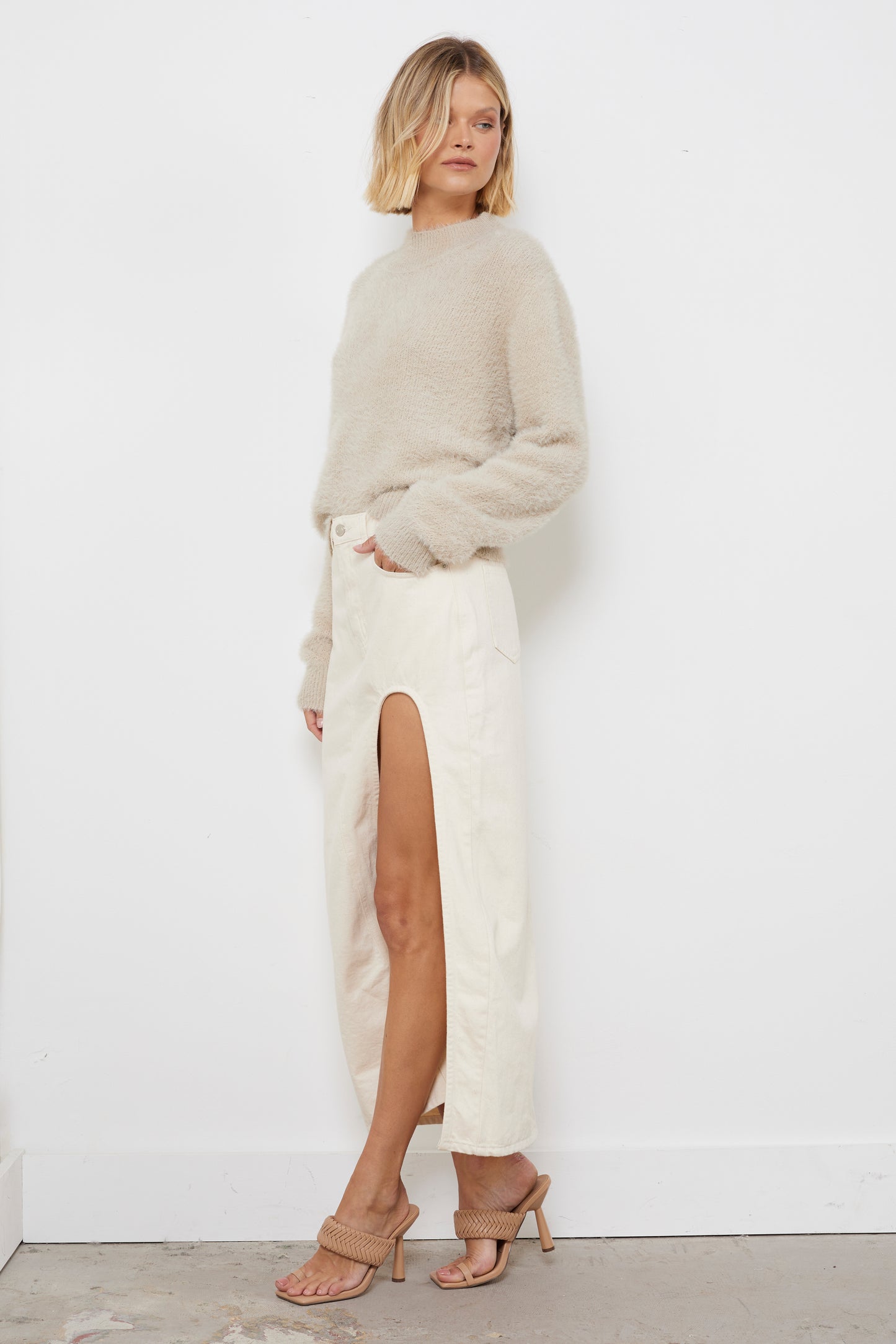 Frosty Beige Knit Top