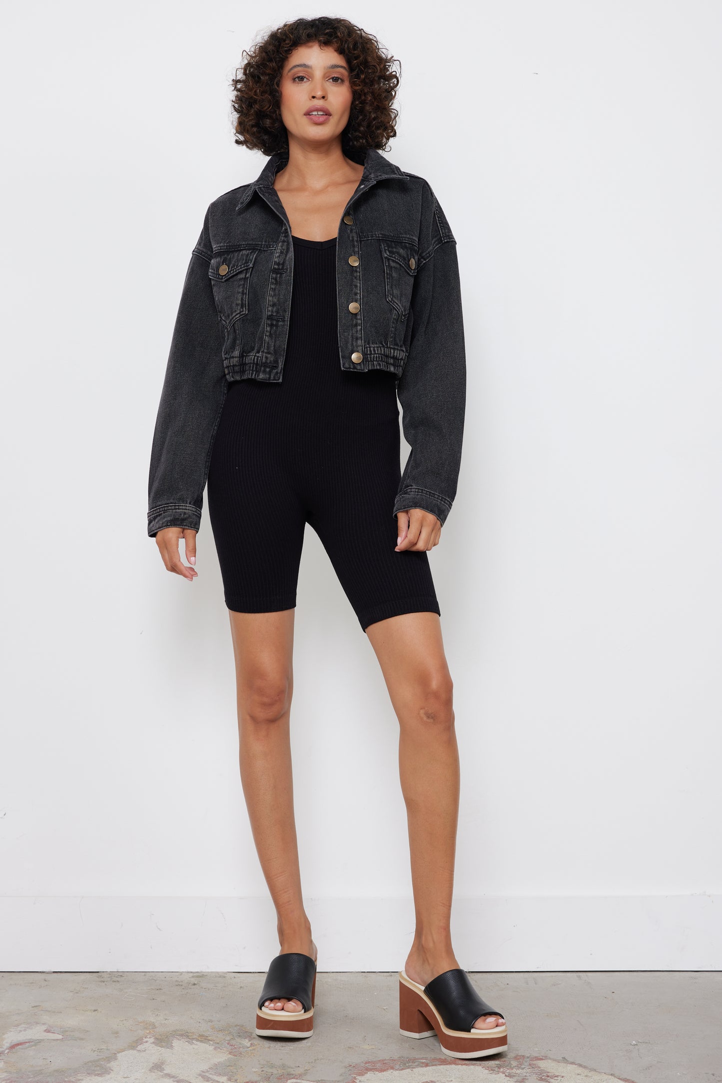 Switch Up Charcoal Grey Denim Jacket