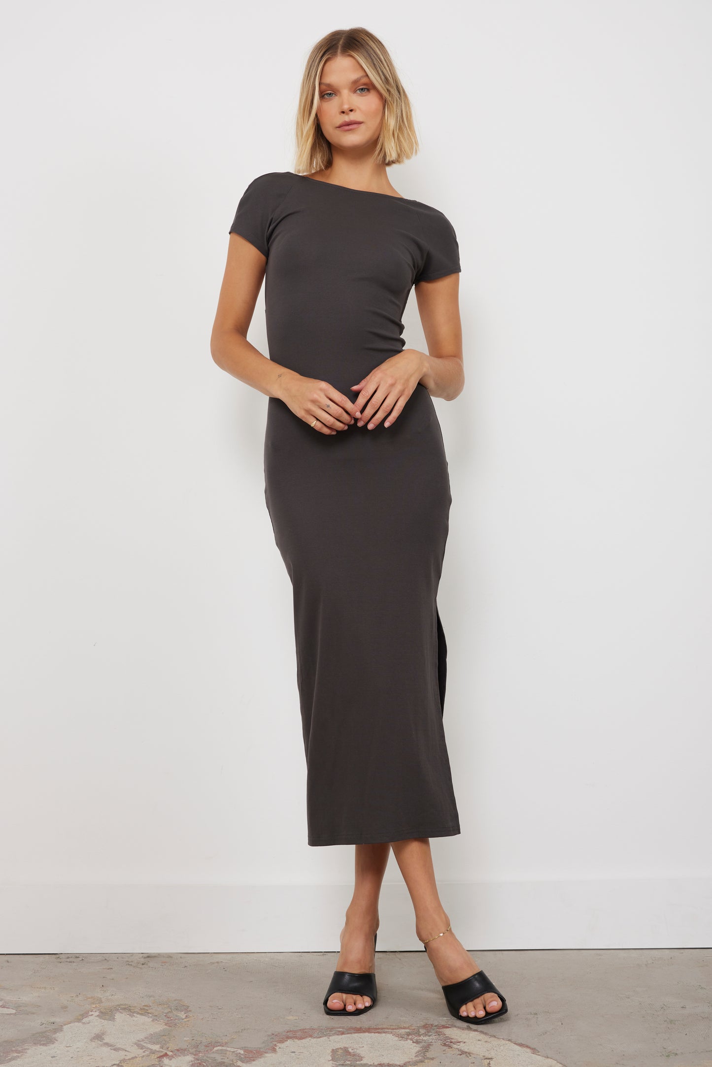 Effortlessly Cute Charcoal Dress