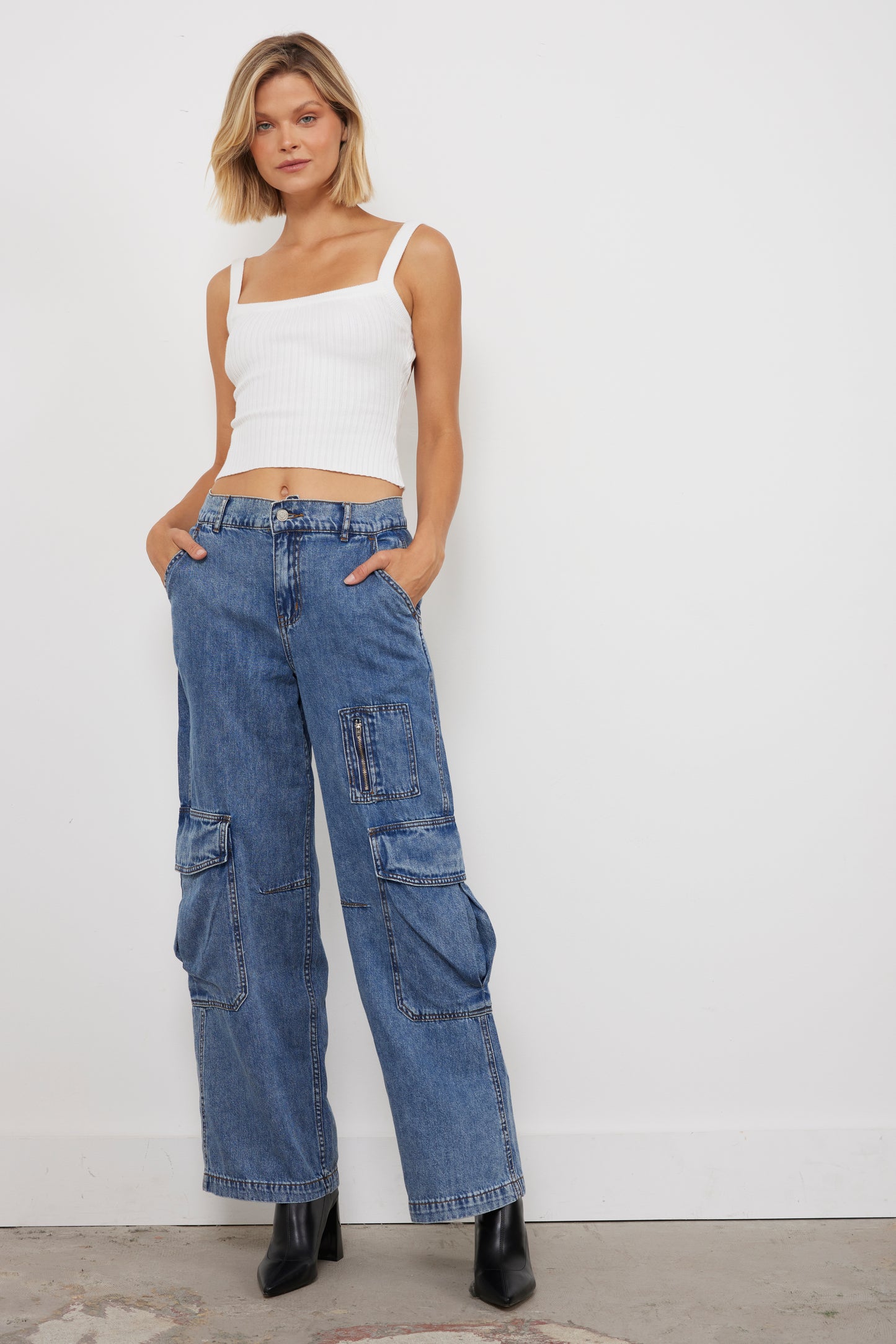 Cute In Cargo Dark Denim Pants
