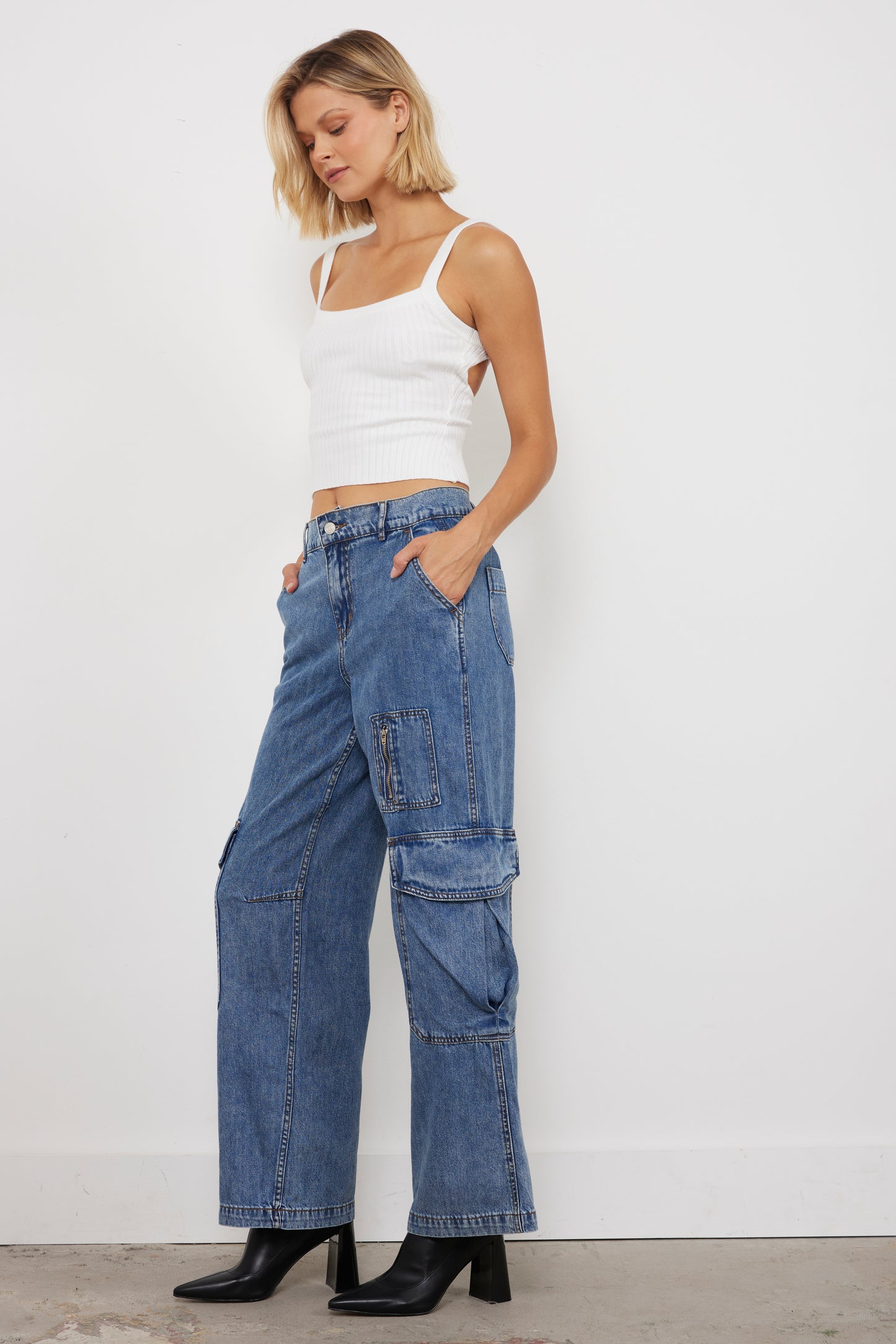 Cute In Cargo Dark Denim Pants