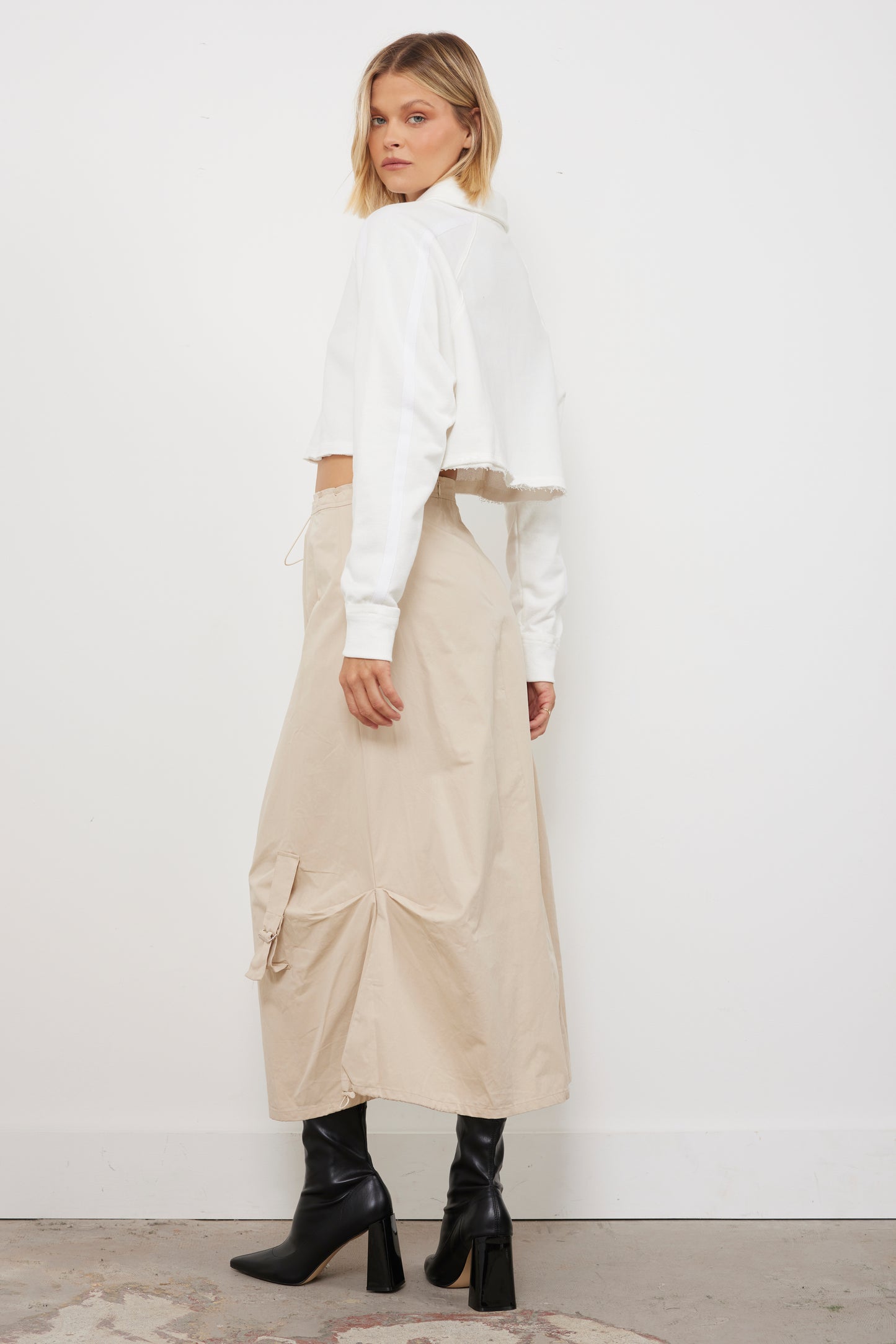 Expect Less Beige Cargo Skirt