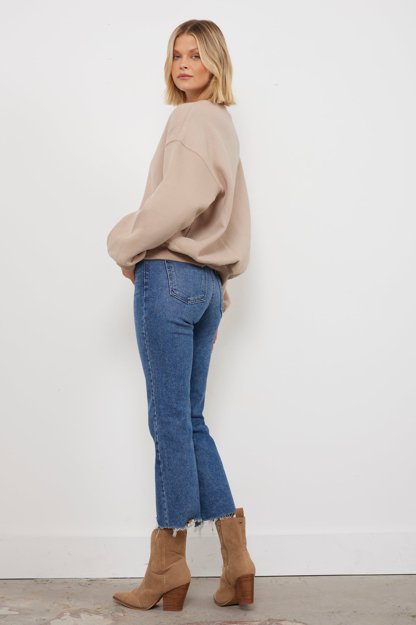 Varsity Taupe Pullover Sweatshirt