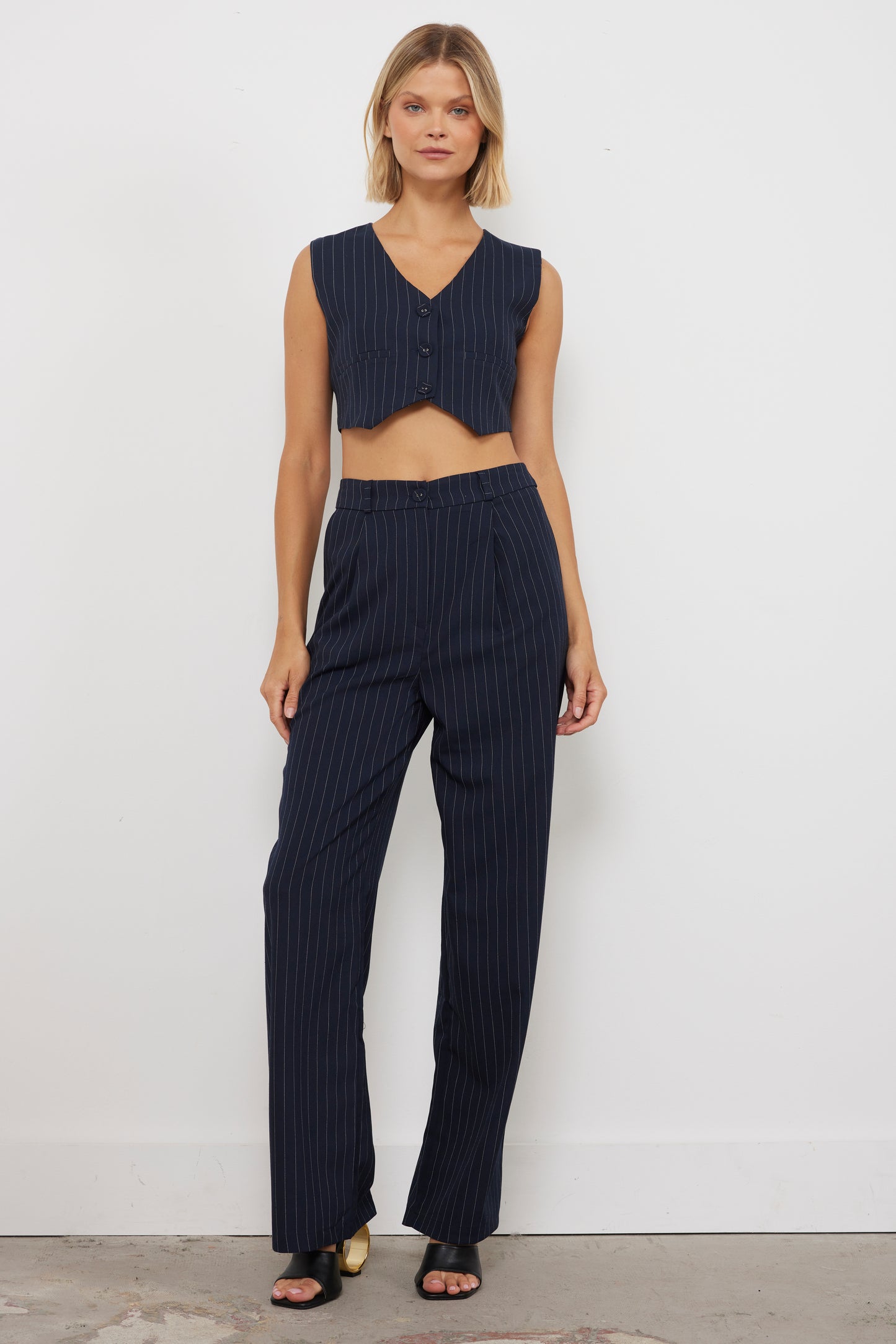 Presley Pinstripe Navy Cargo Pants