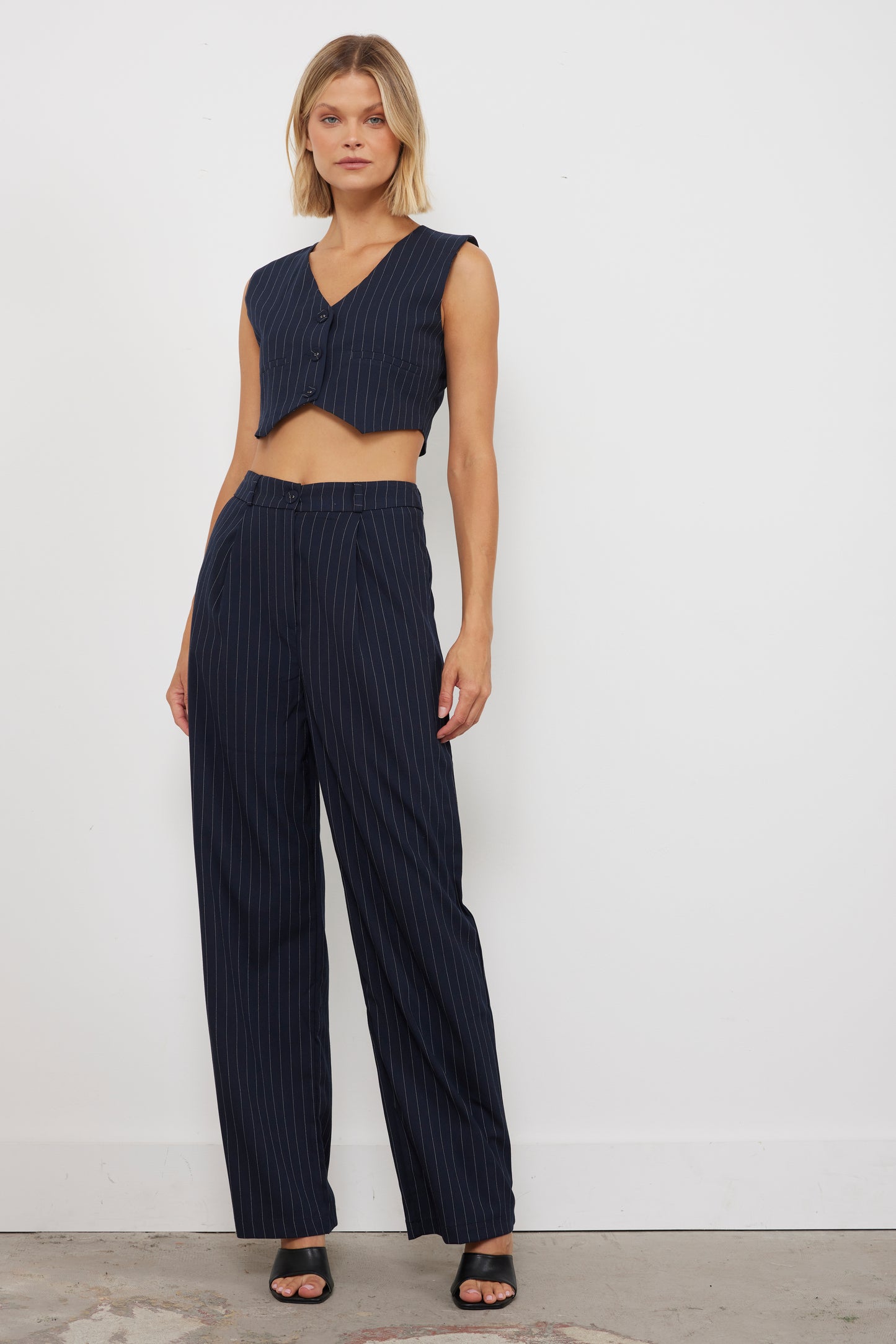 Presley Pinstripe Navy Cargo Pants