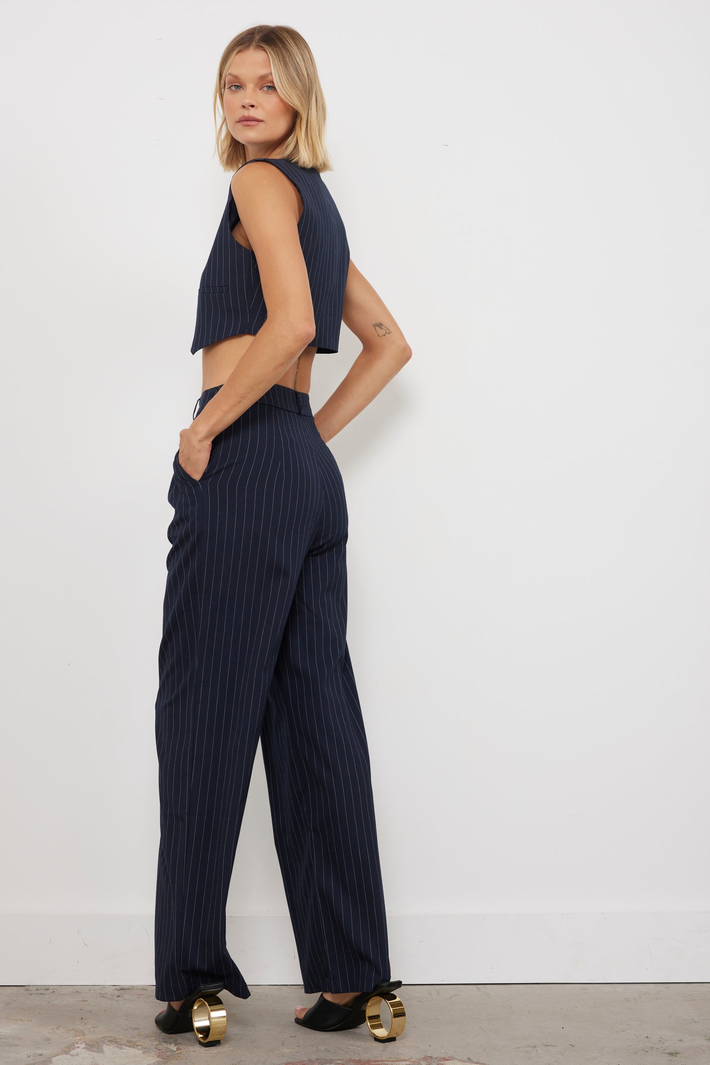 Presley Pinstripe Navy Cargo Pants