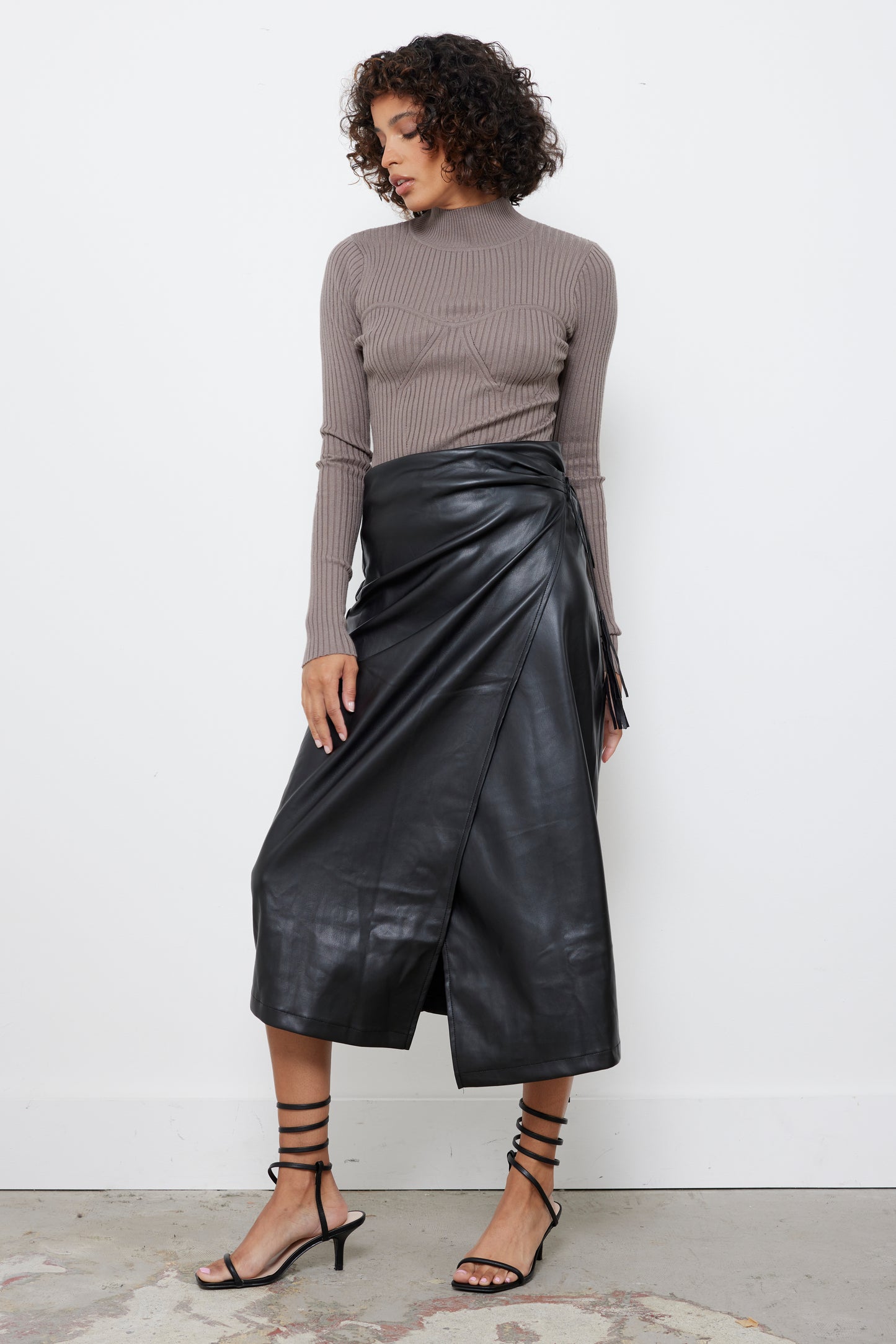 No Regrets Black Leather Skirt