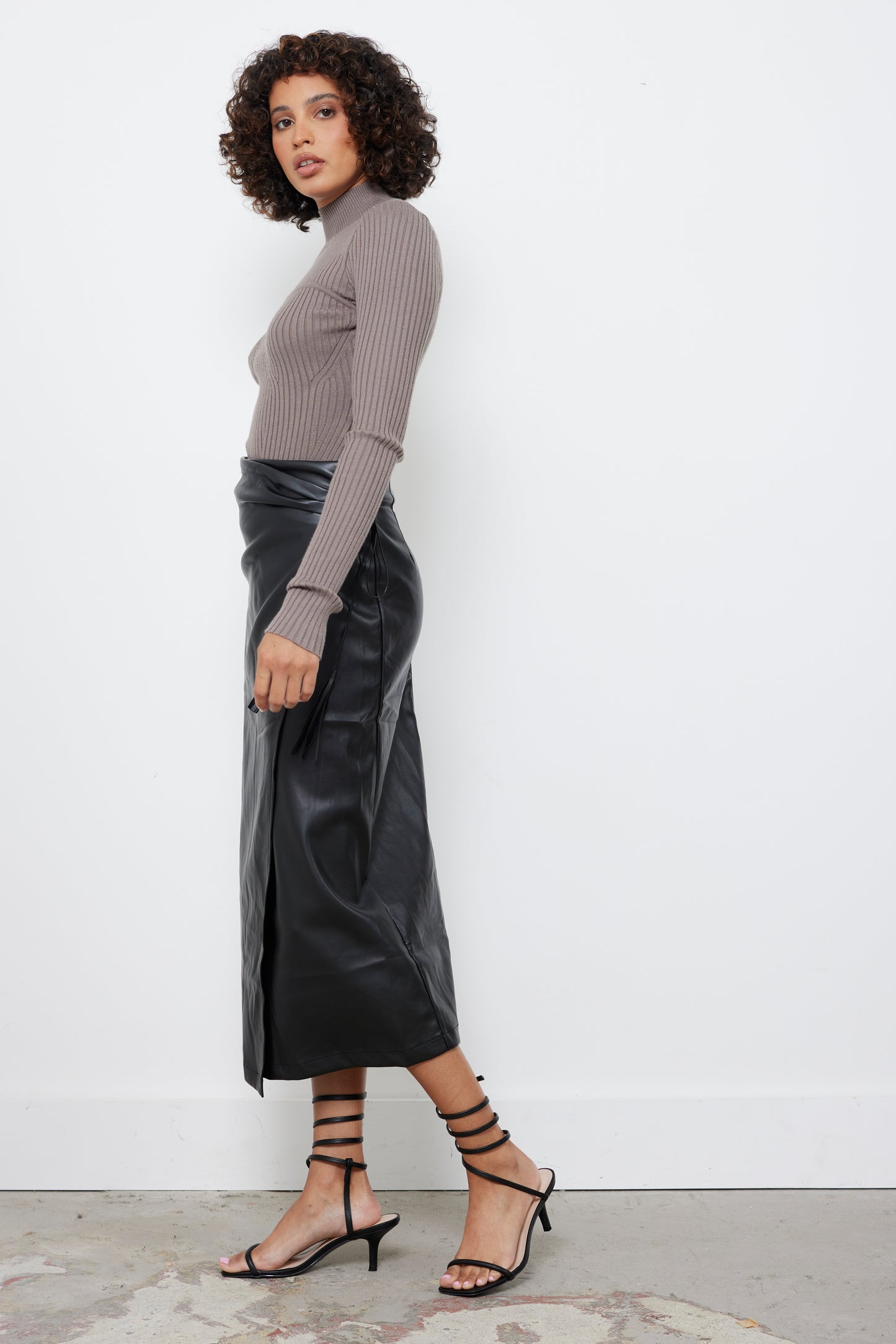 No Regrets Black Leather Skirt
