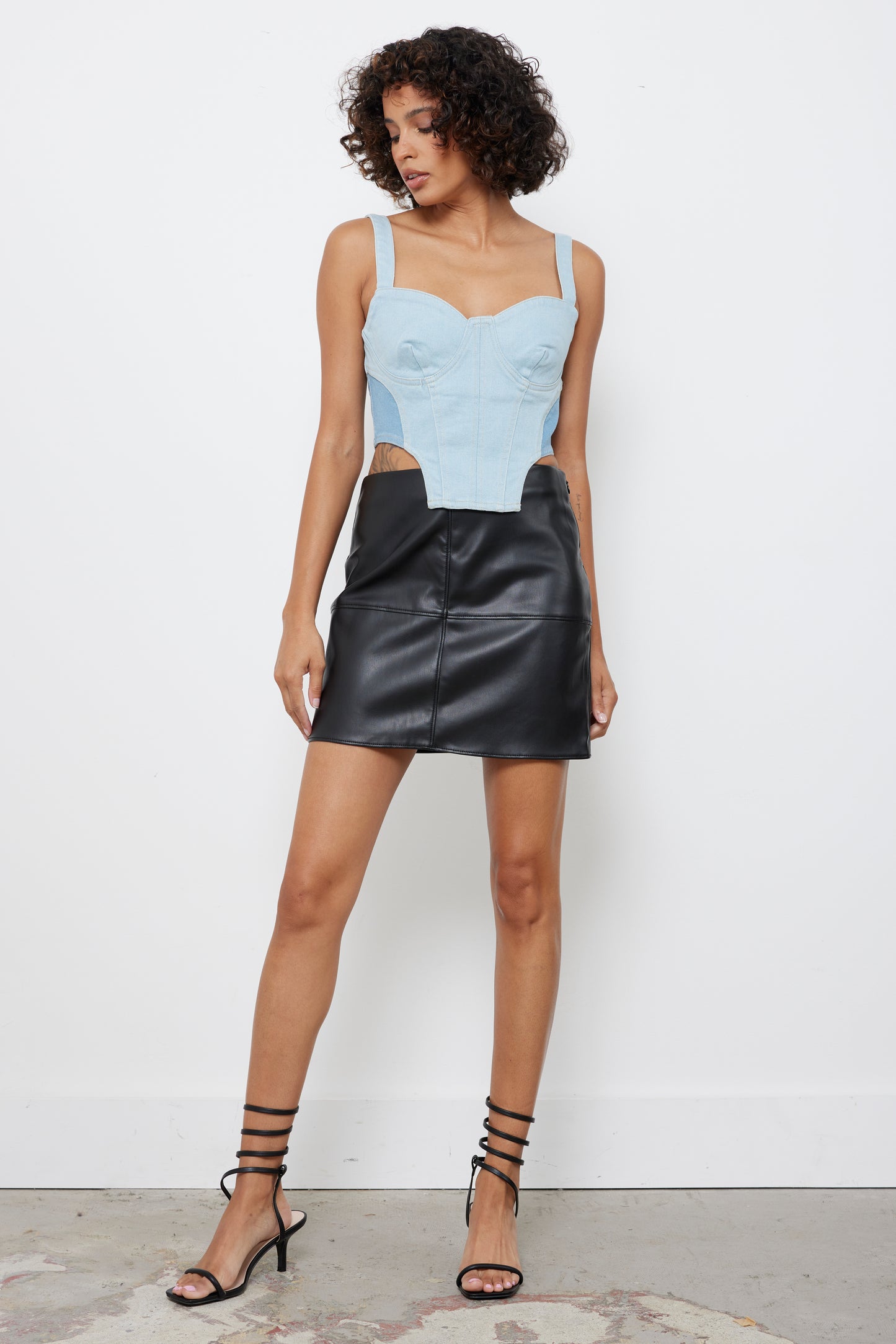 Blocking You Denim Corset Top