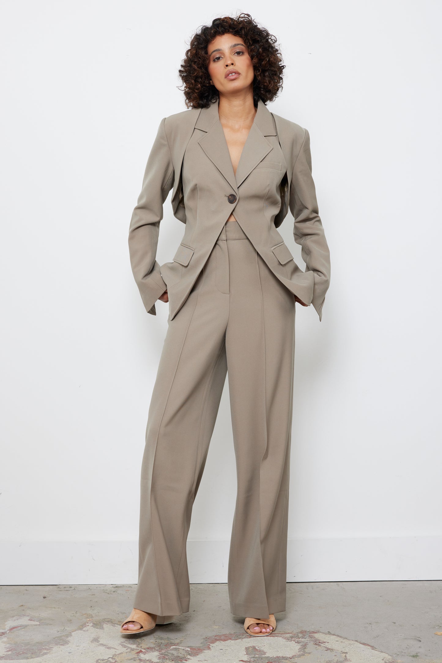 Penelope Taupe Blazer Set