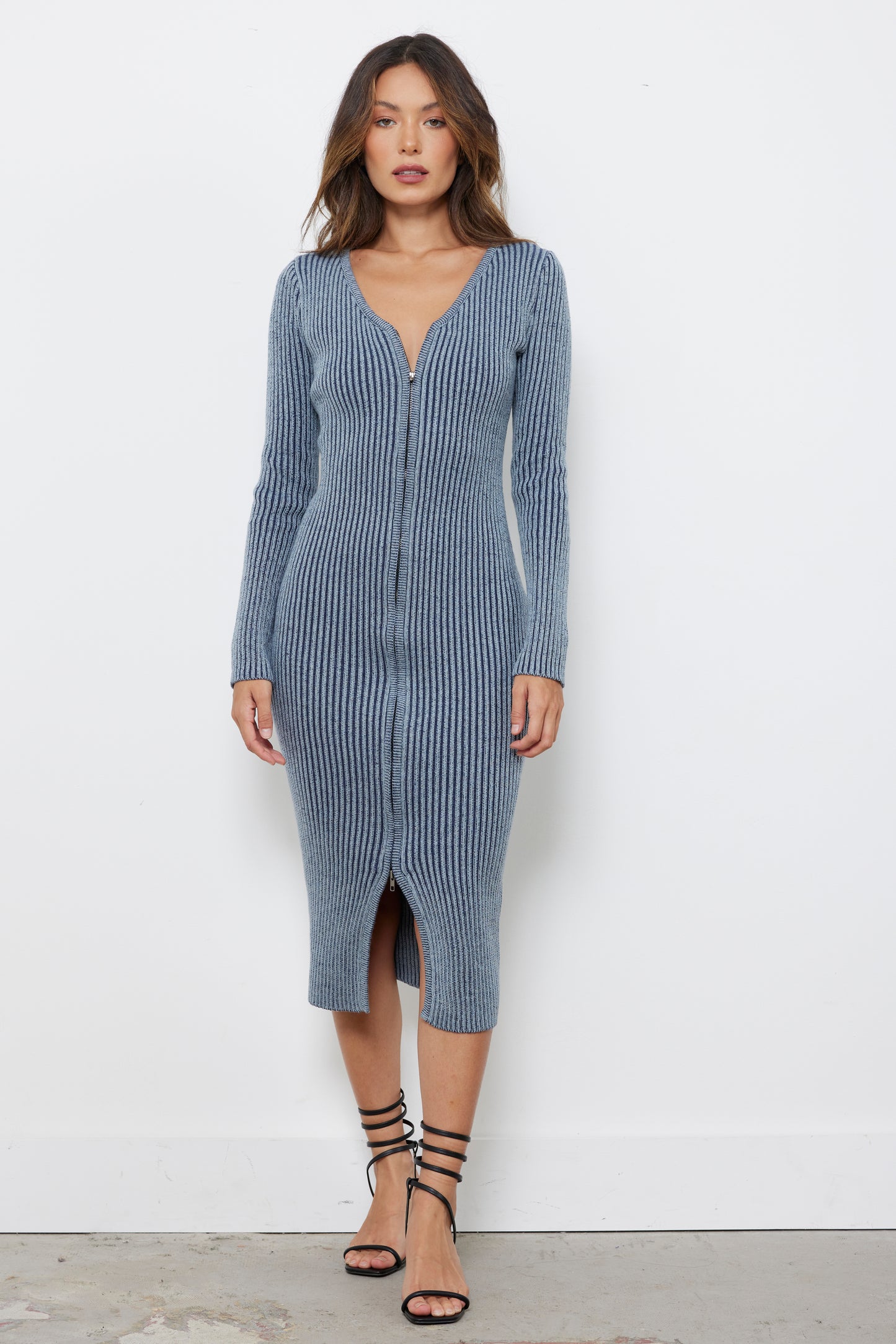 Autumn Aura Blue Grey Knit Dress
