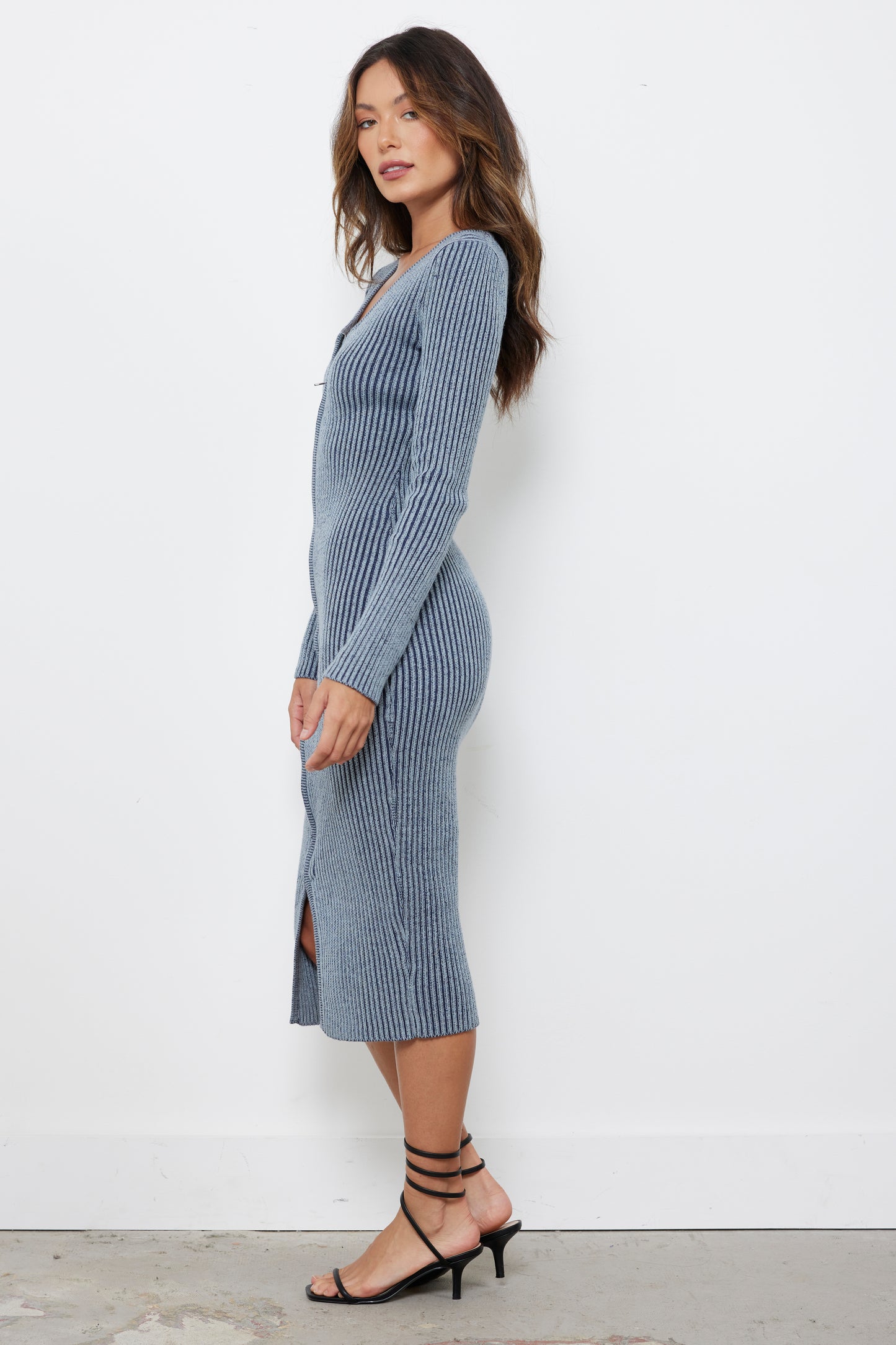 Autumn Aura Blue Grey Knit Dress