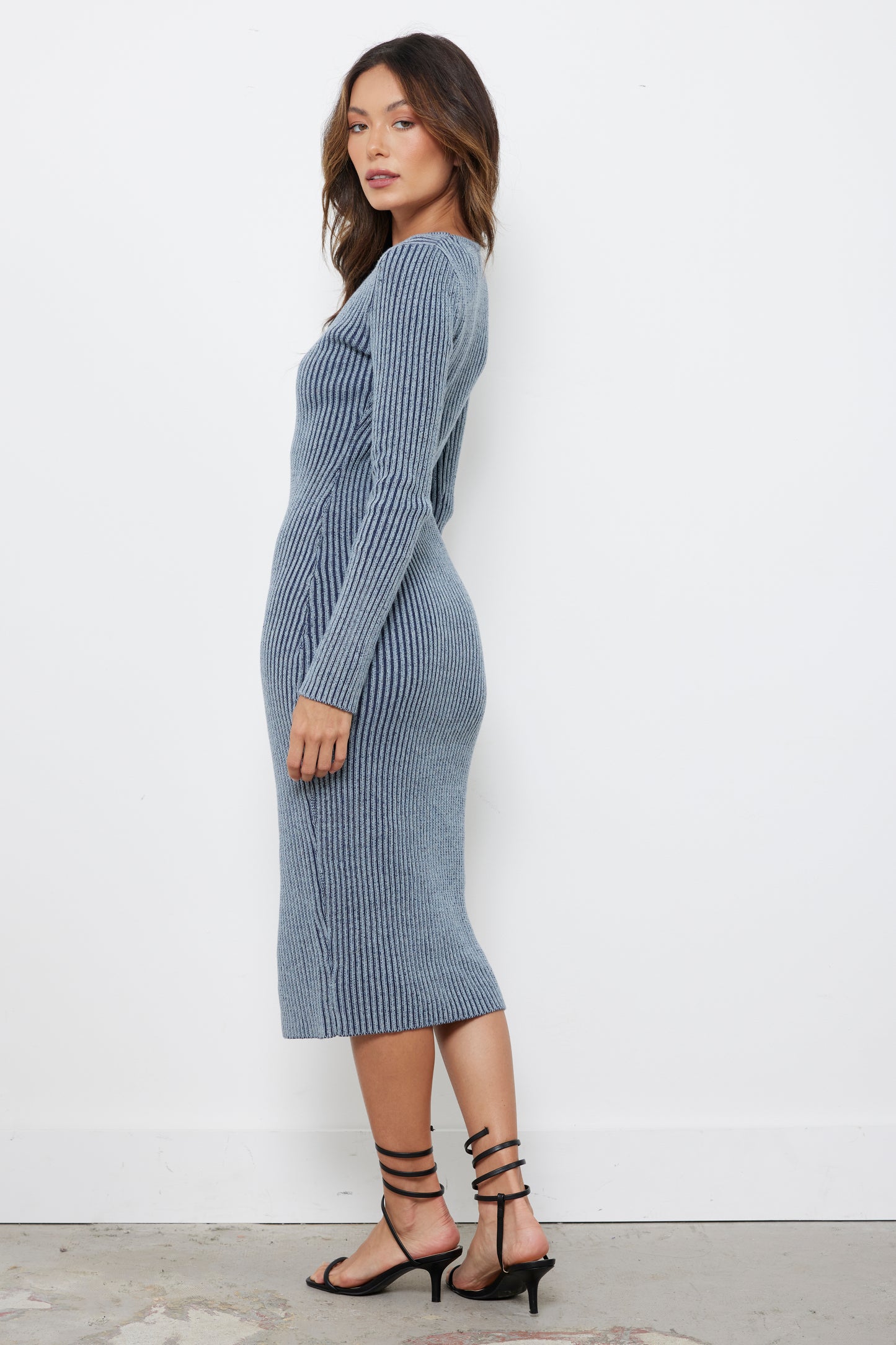 Autumn Aura Blue Grey Knit Dress