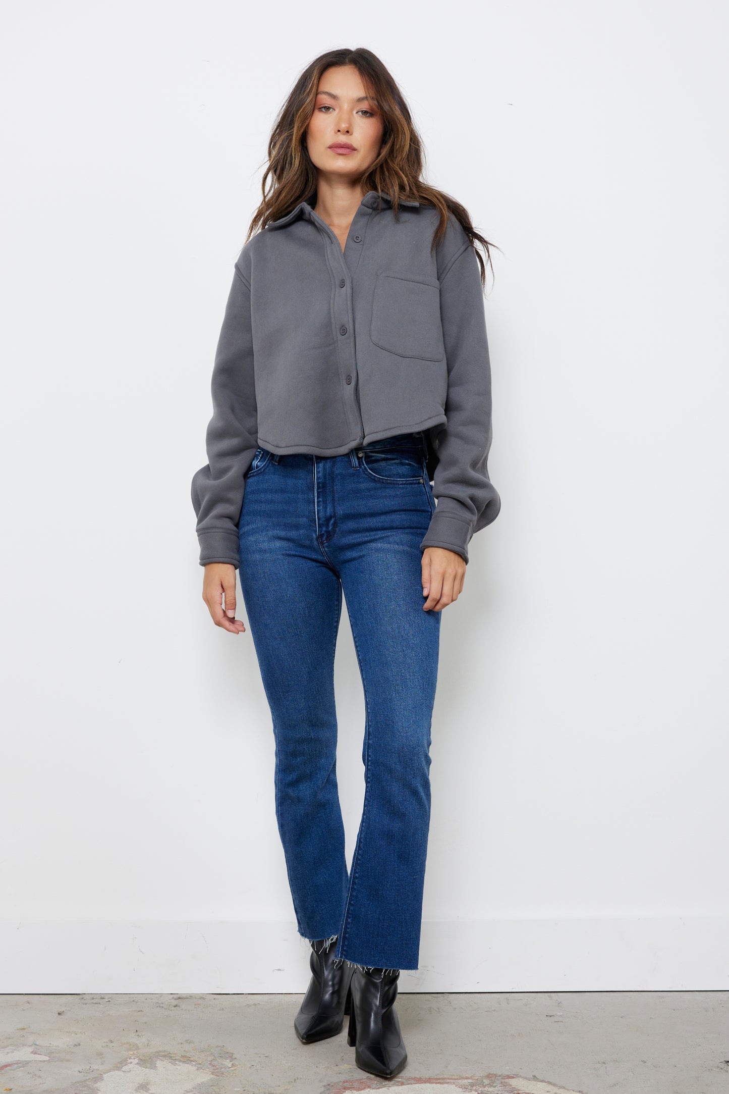 Weekend Plans Graphite Shirt Jacket