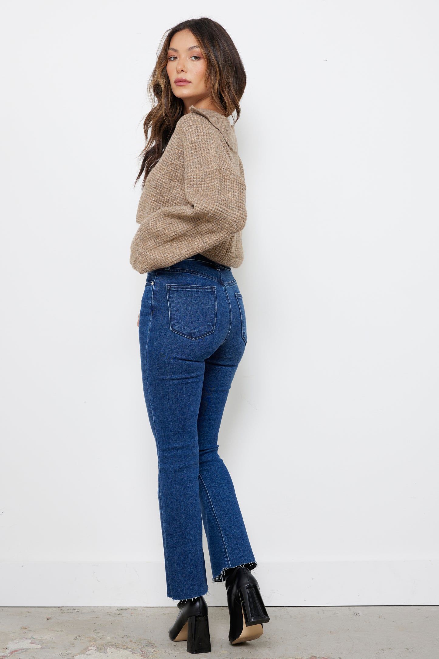 Cecilia Taupe Waffle Knit Top