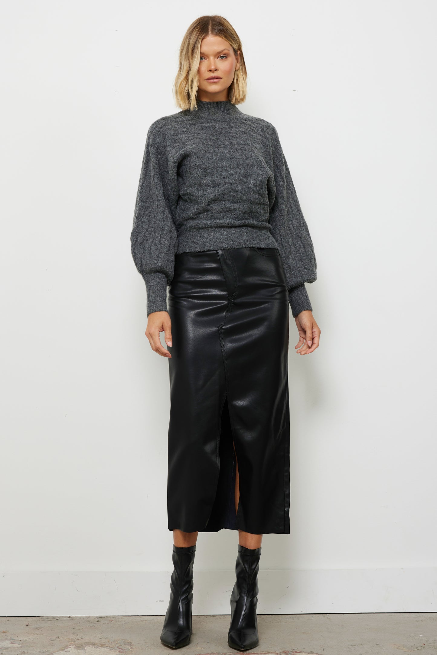 Superpower Black Leather Skirt
