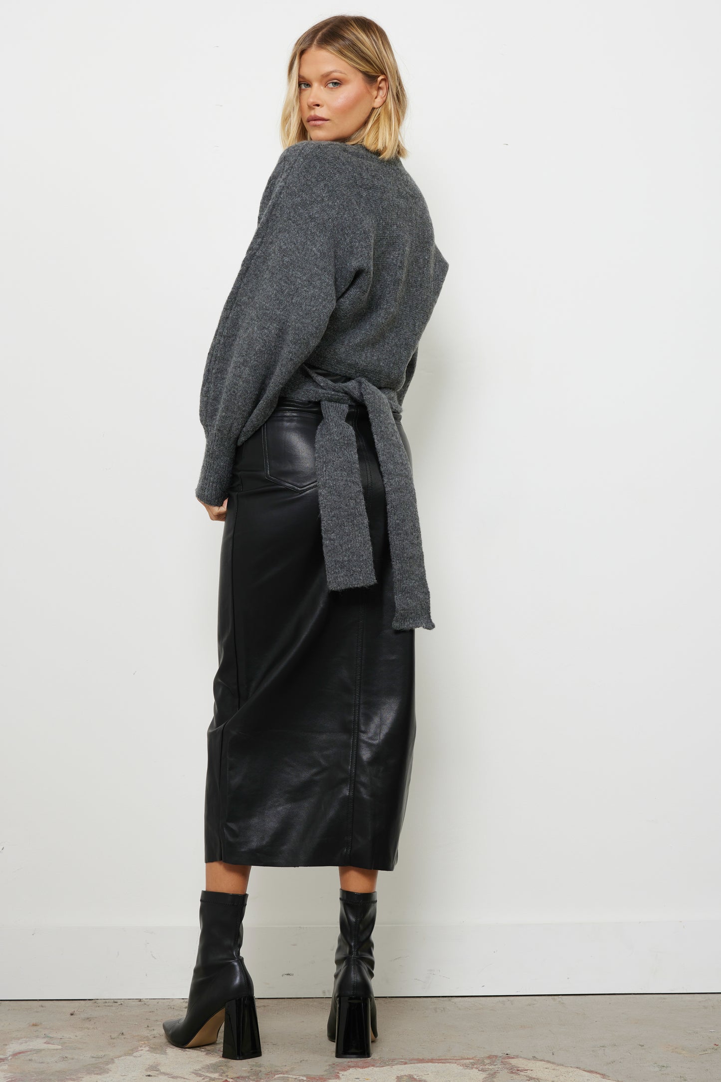 Superpower Black Leather Skirt