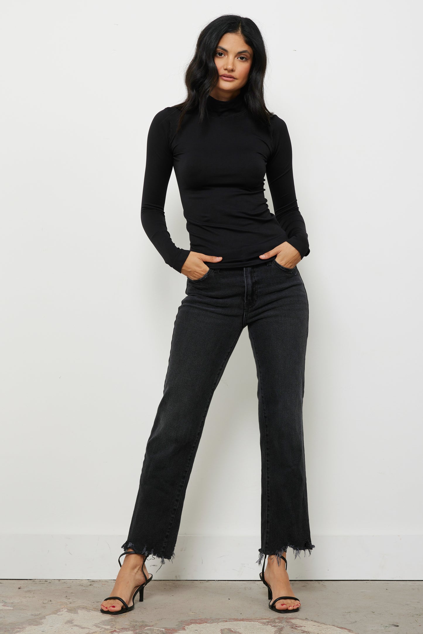 Corey Black Mock Neck Basic Top