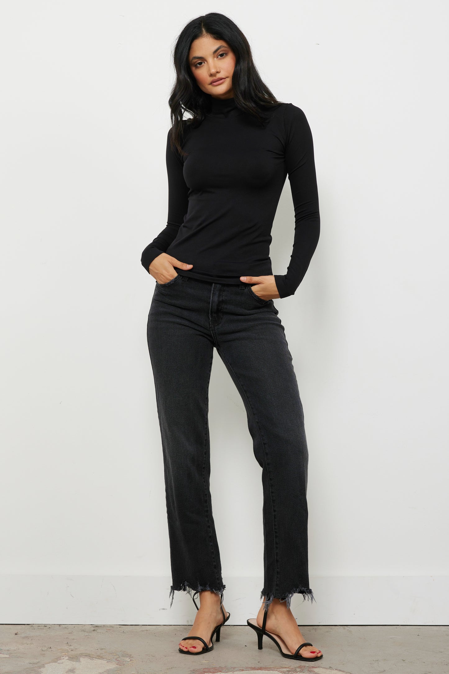 Corey Black Mock Neck Basic Top