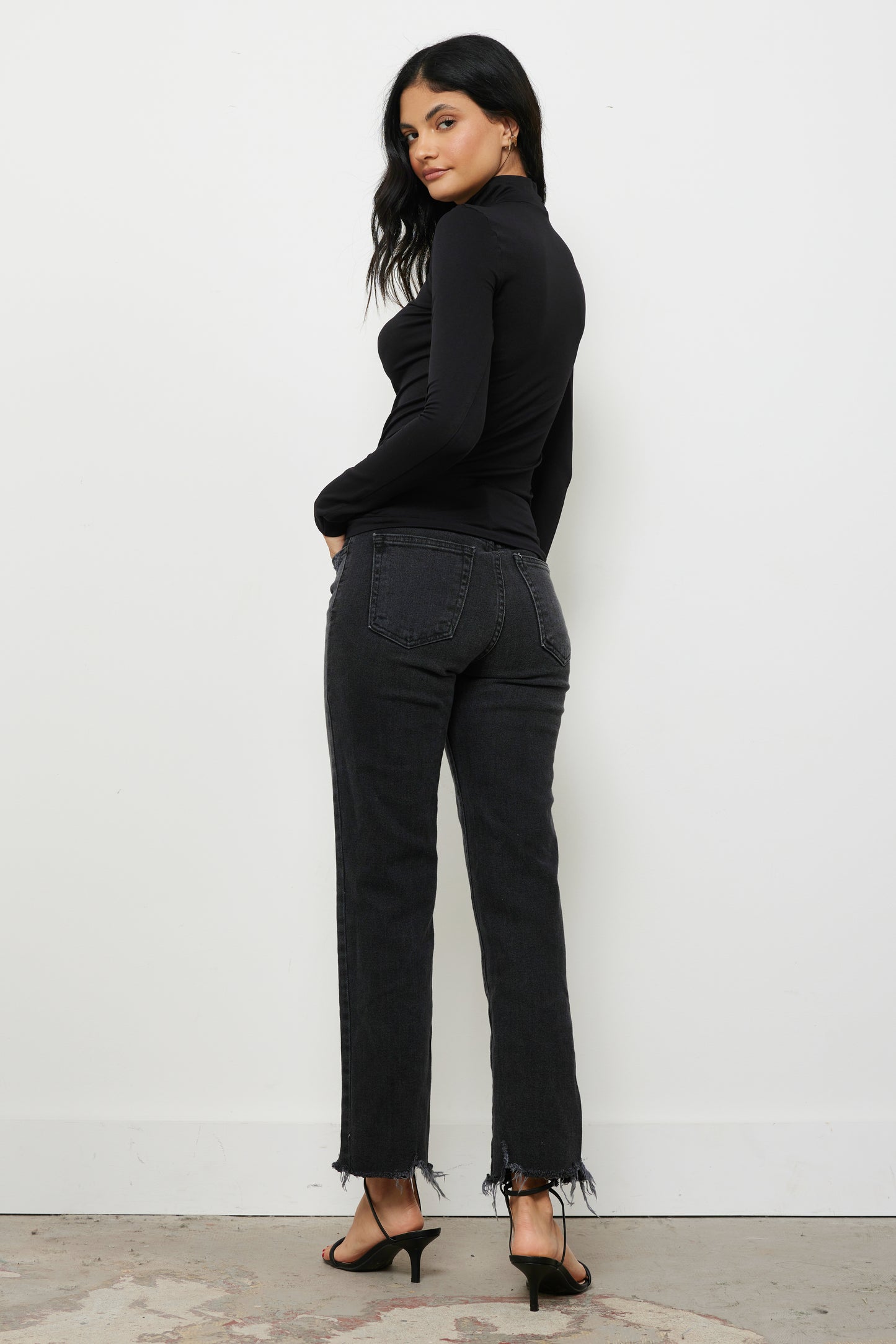Corey Black Mock Neck Basic Top