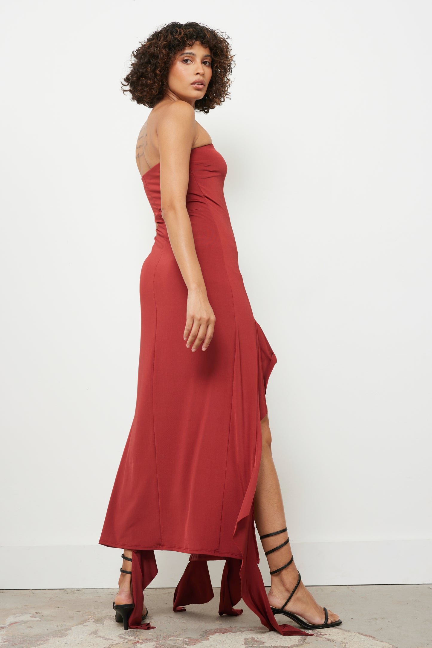 Ruffle Something Up Rust Dress