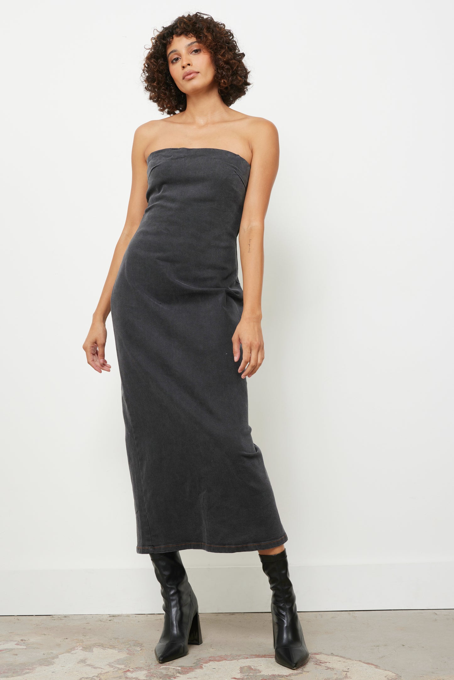 Do Some Damage Black Denim Dress