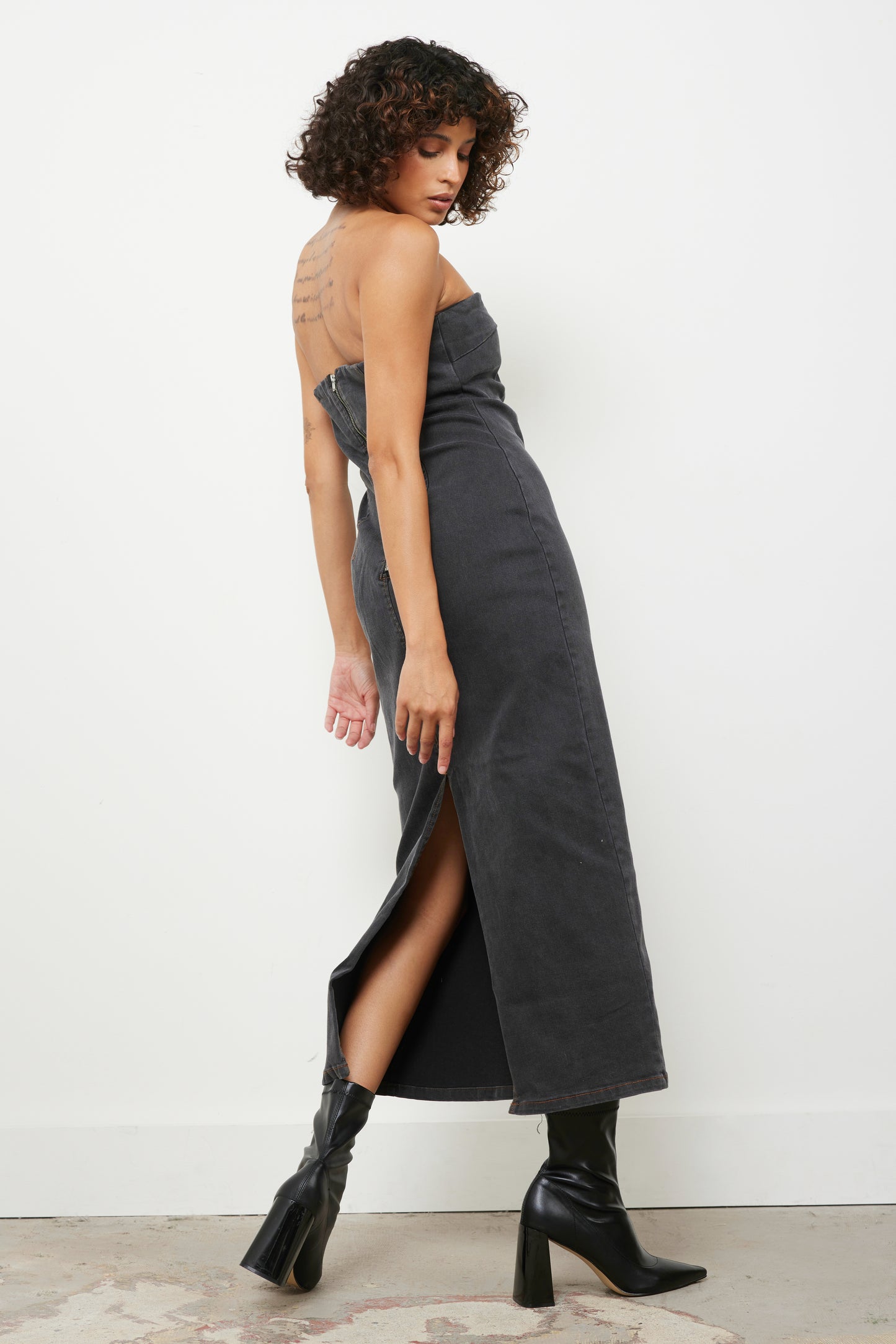 Do Some Damage Black Denim Dress