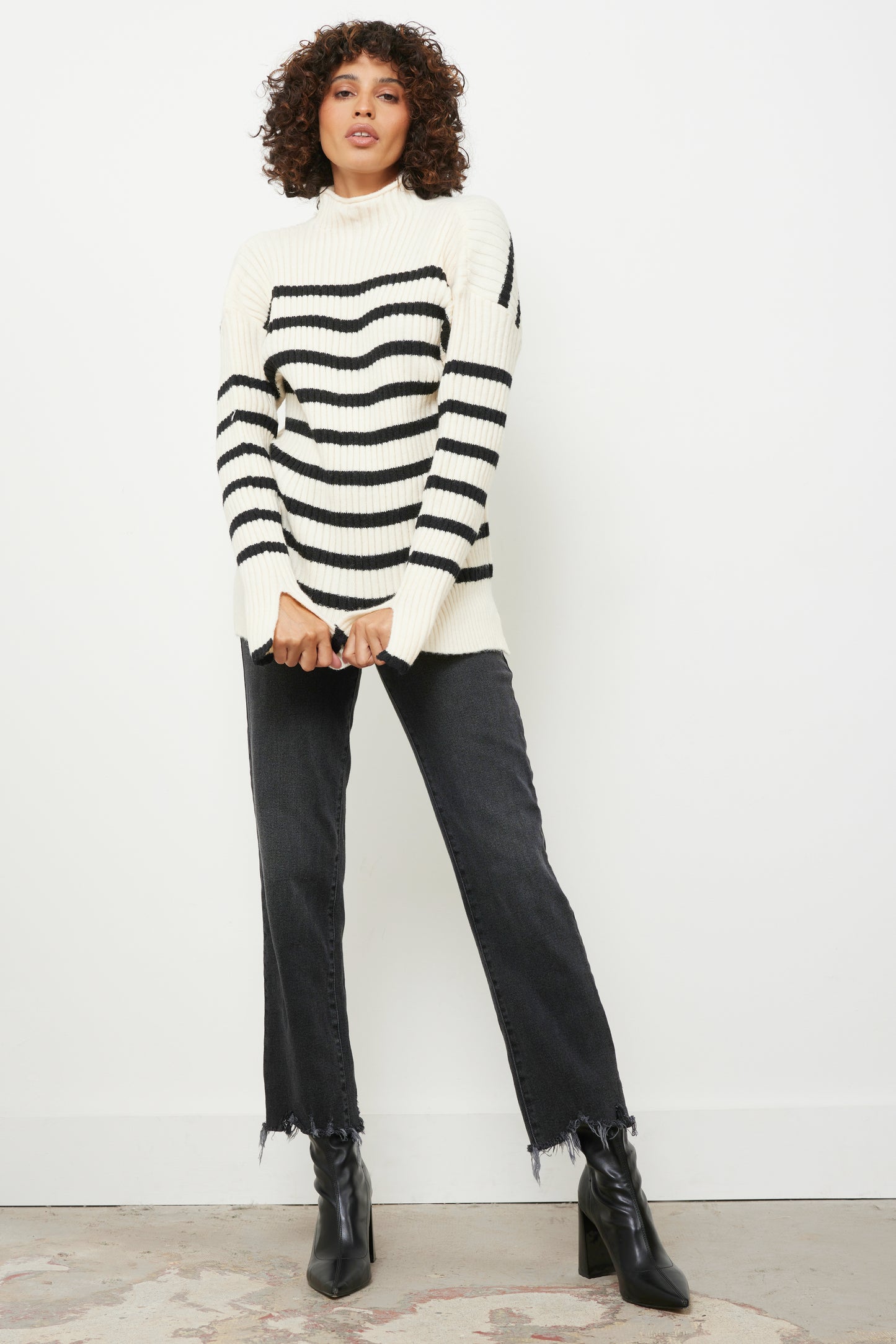 By The Fire Ivory Striped Knit Top