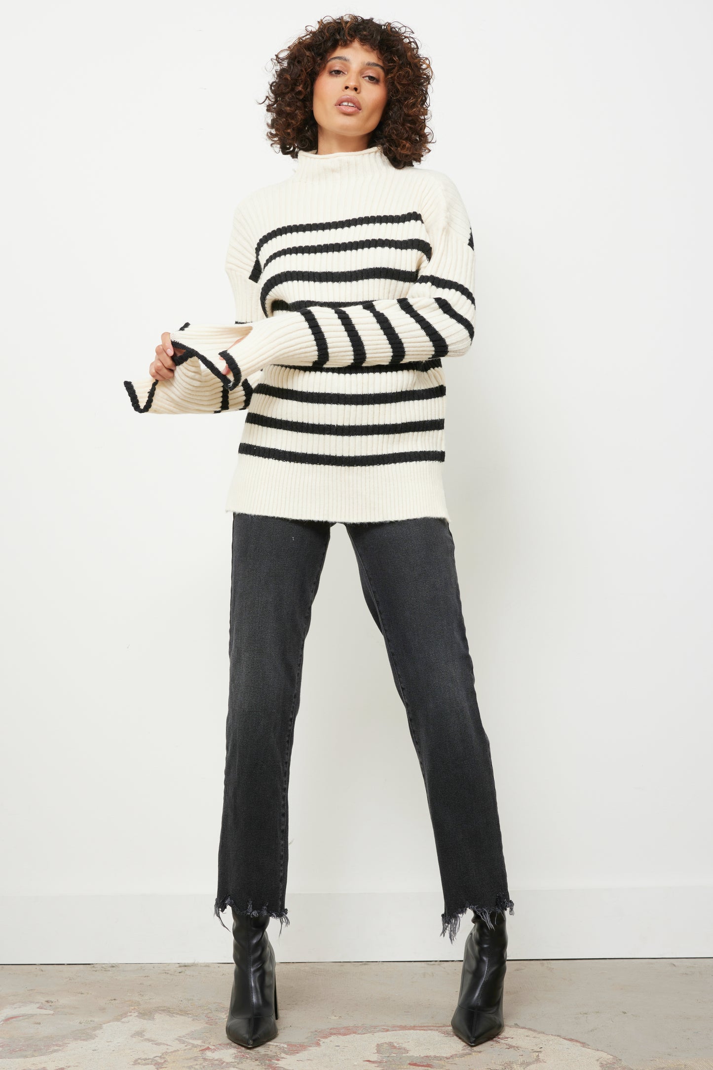 By The Fire Ivory Striped Knit Top