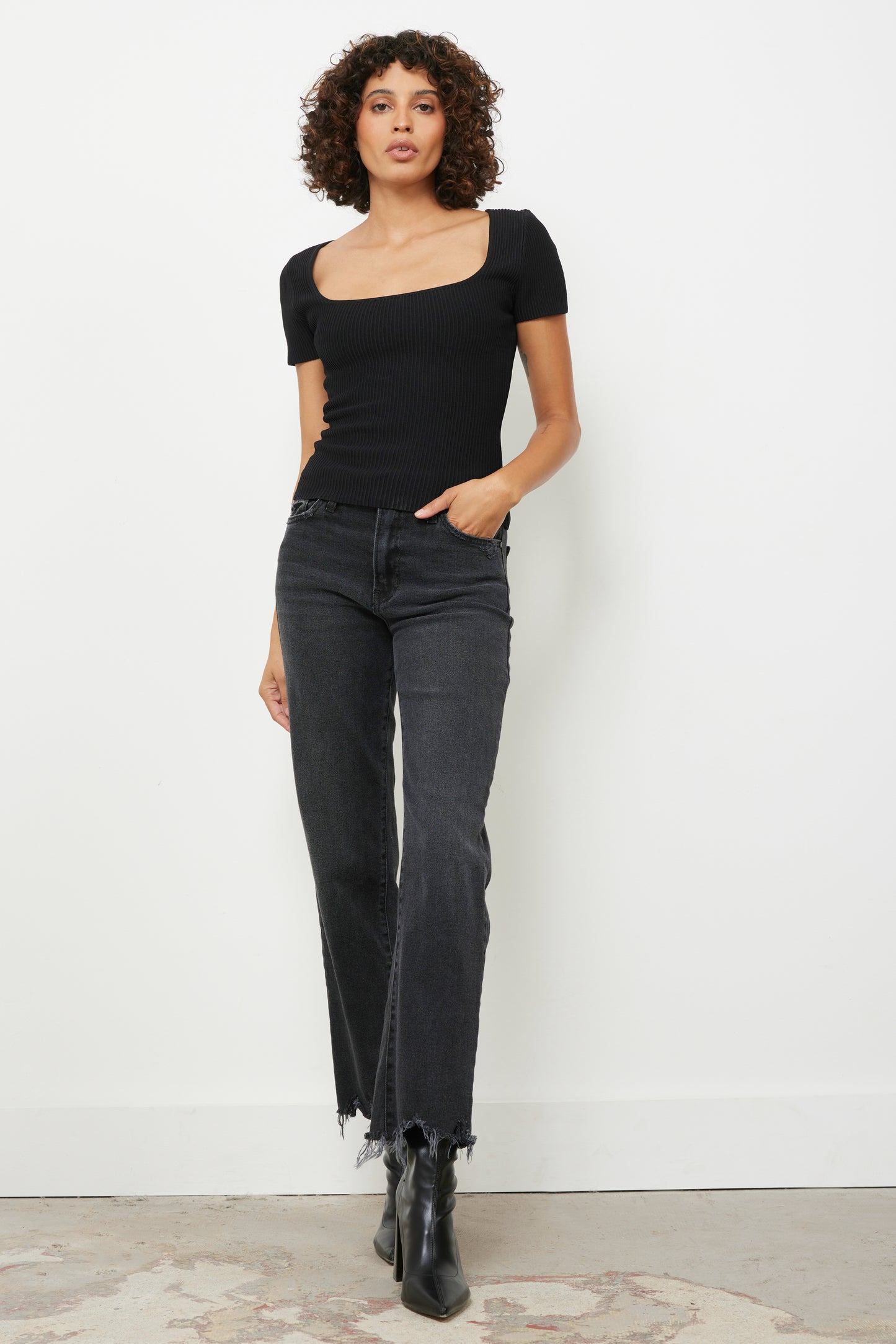 Sculpt Black Full Length Top