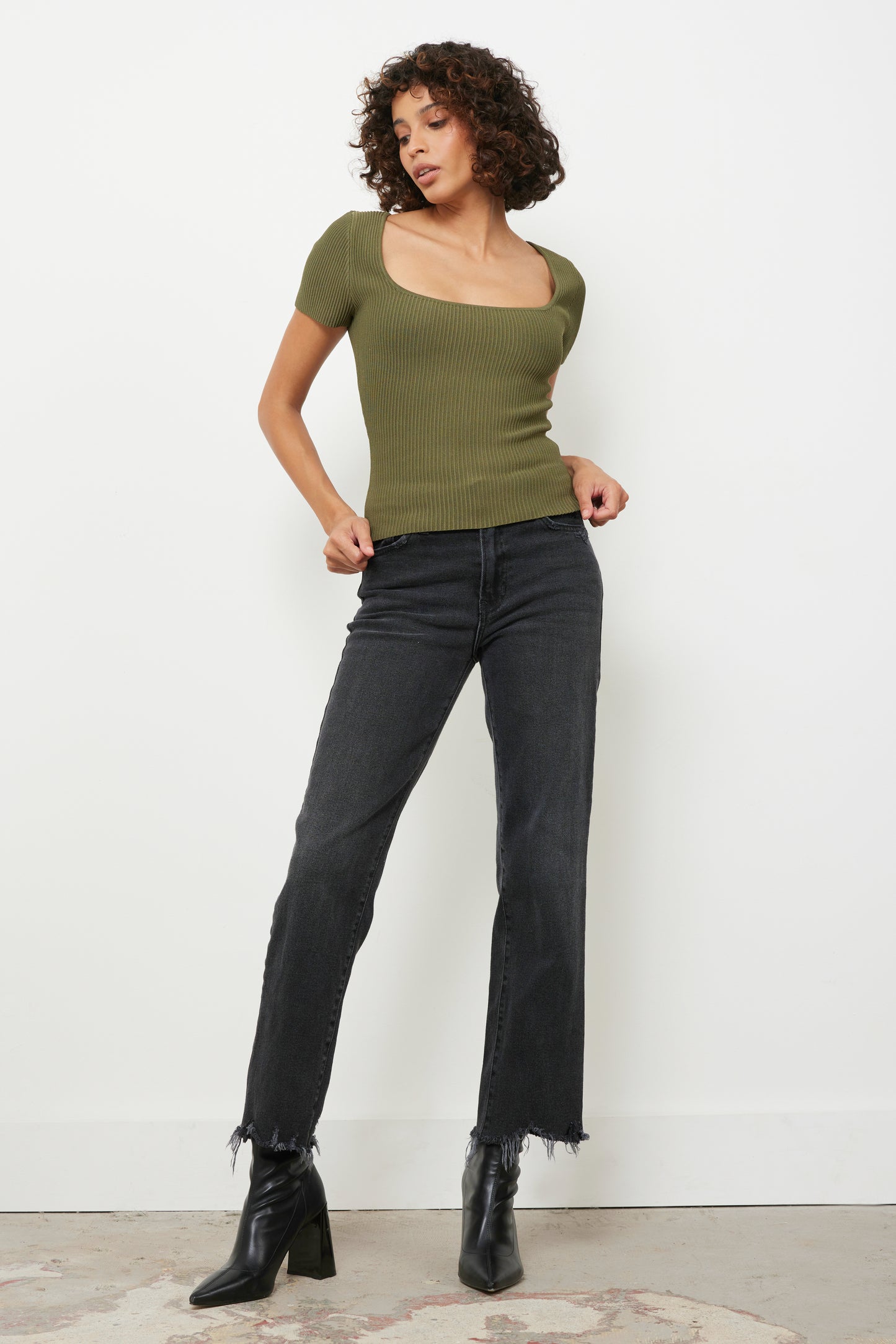 Sculpt Olive Full Length Top