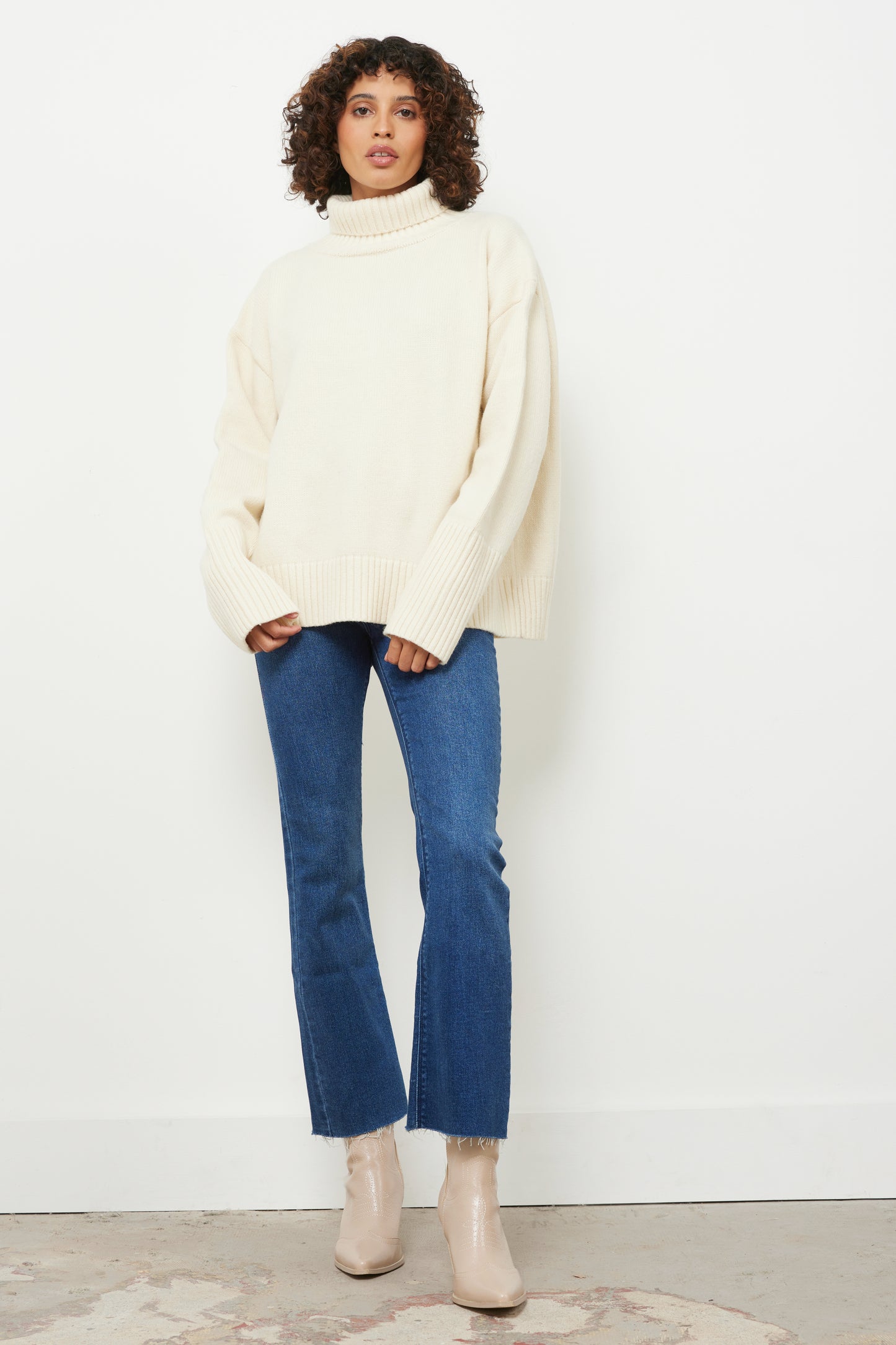Split Up Cream Knit Top