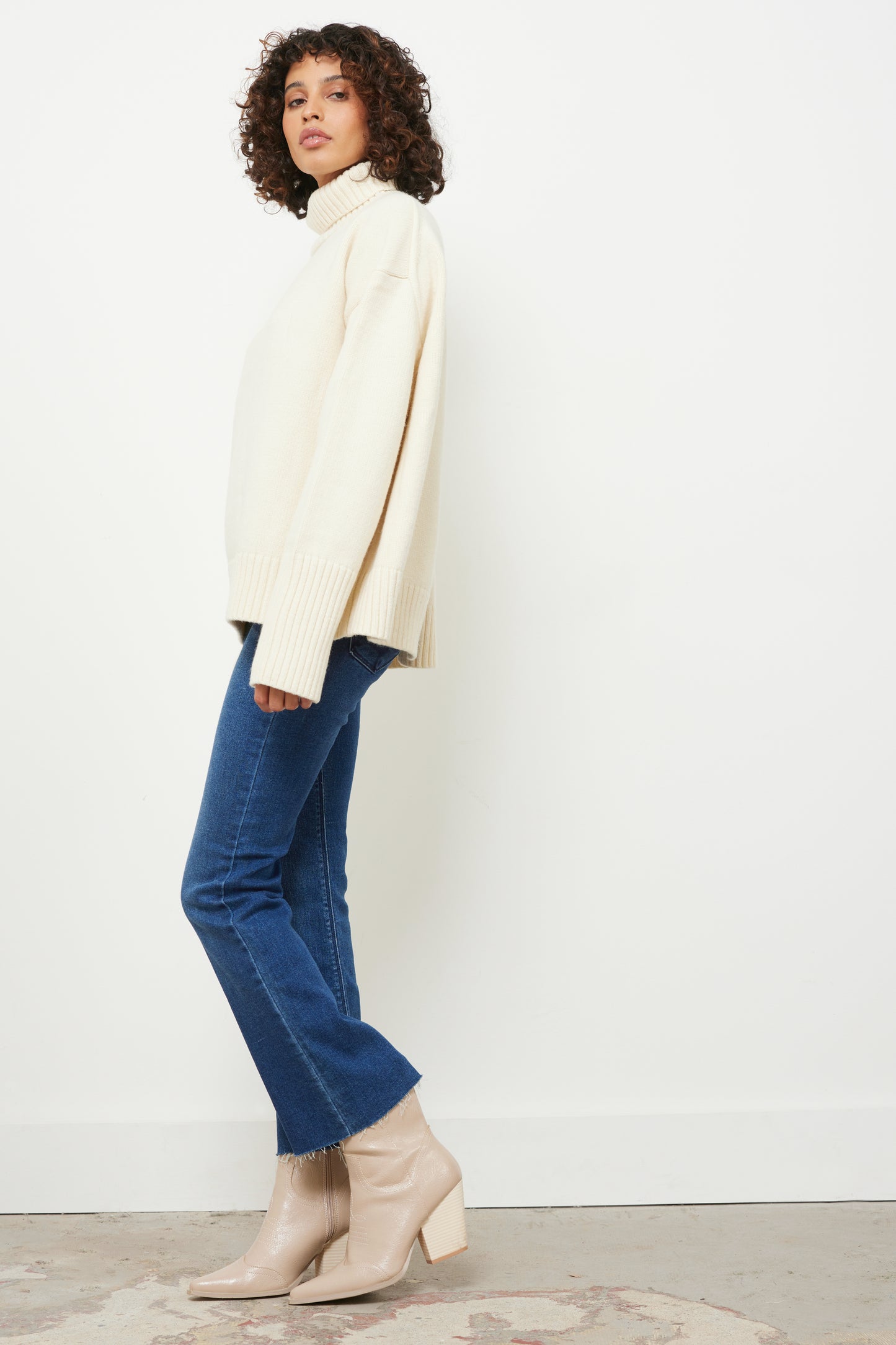 Split Up Cream Knit Top