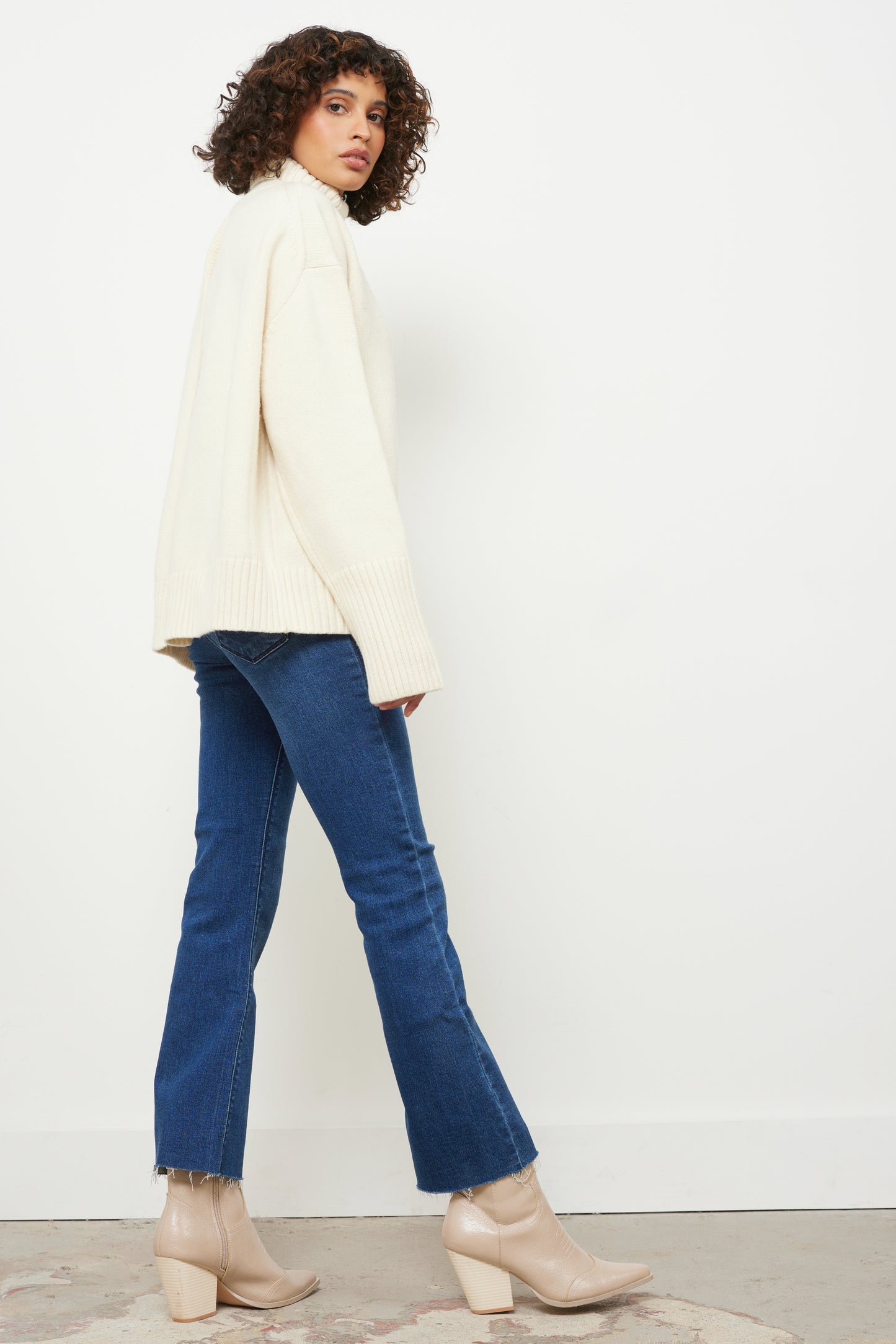 Split Up Cream Knit Top