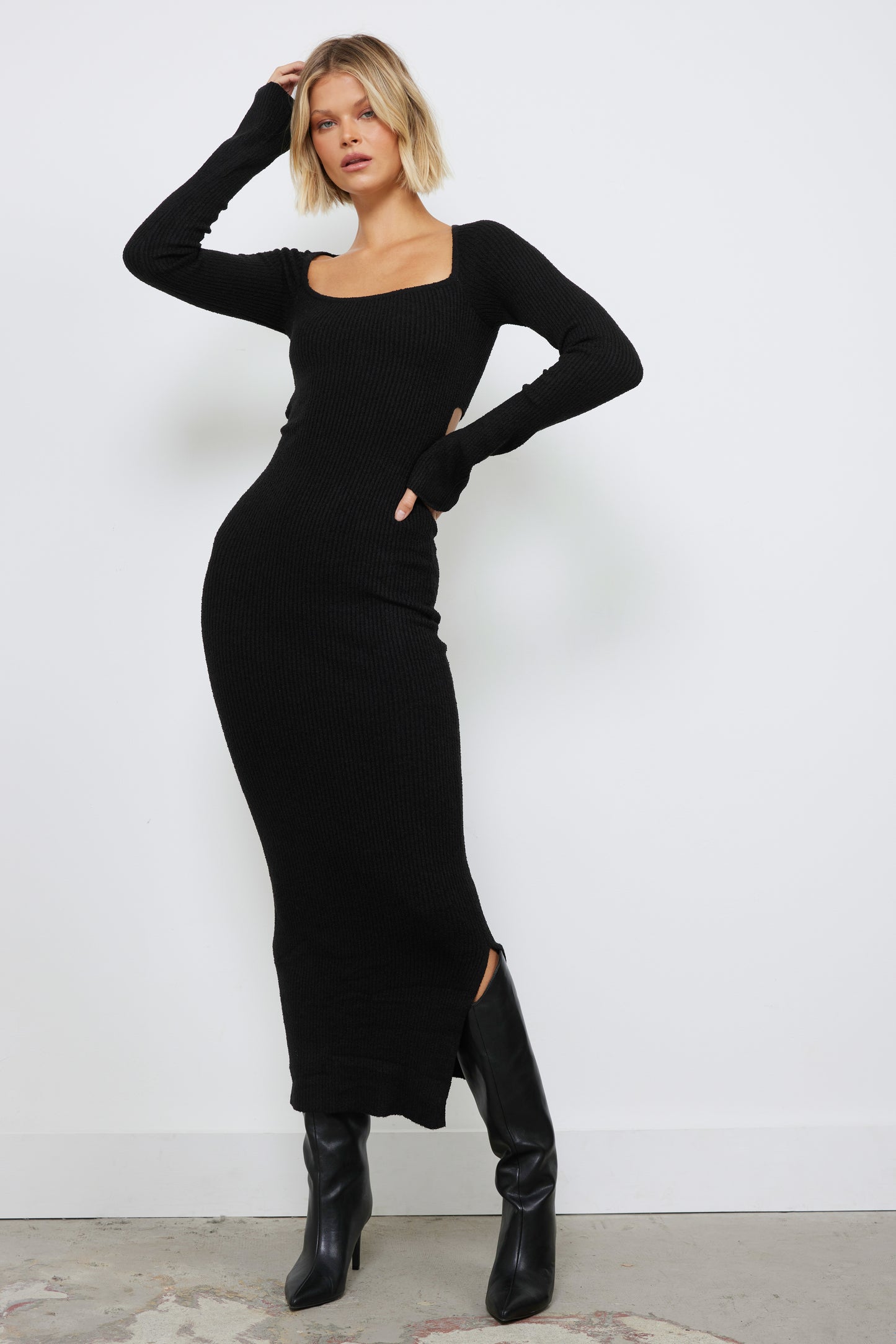 Stormy Black Sweater Dress