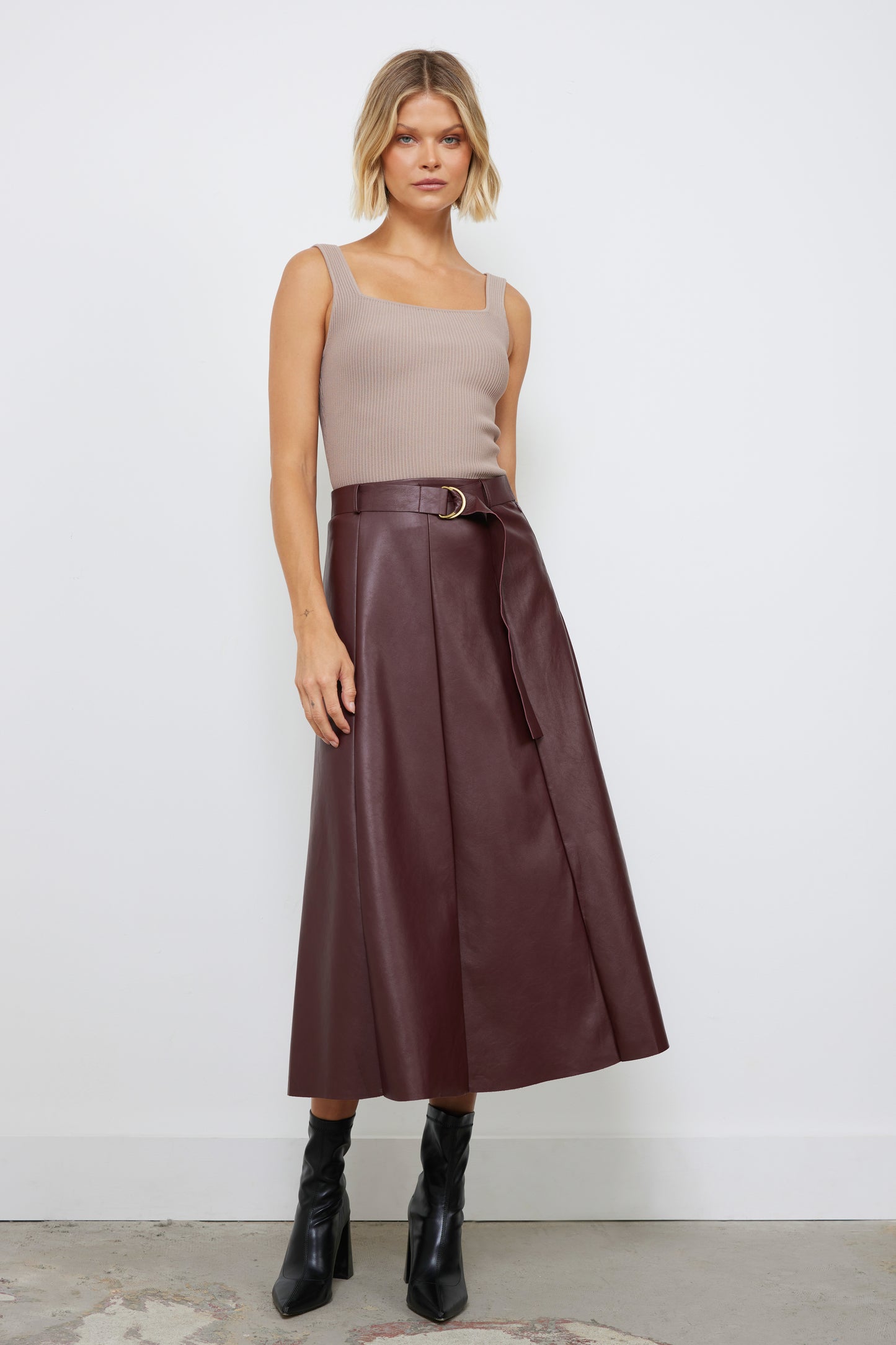 Autumn Vibes Merlot Leather Skirt