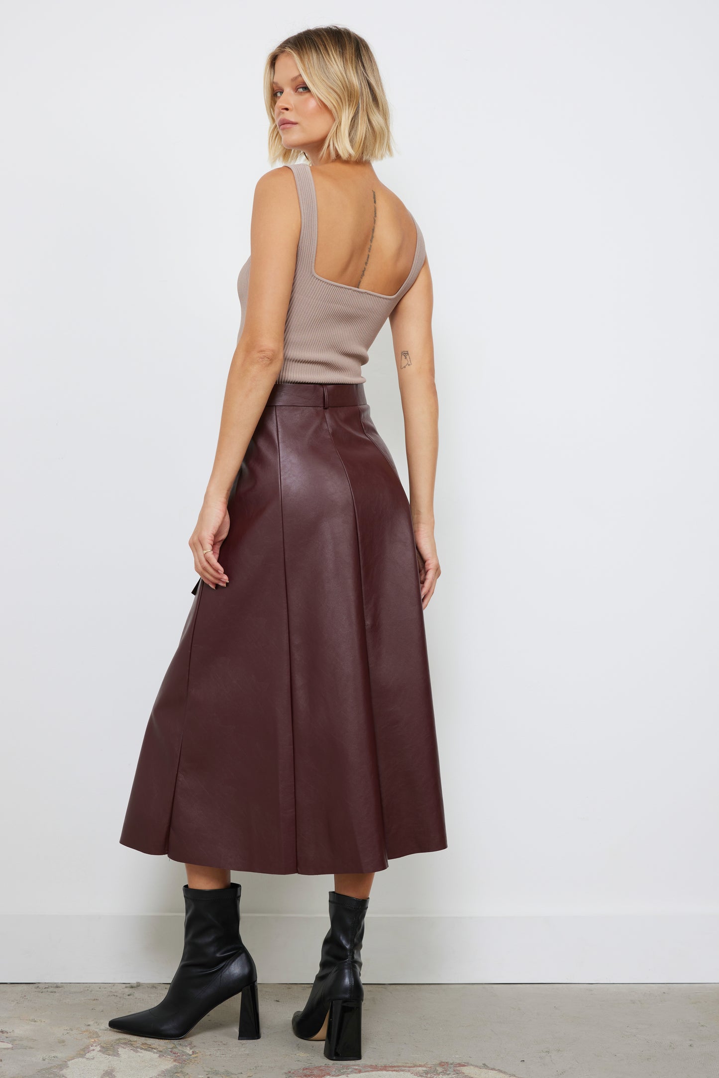 Autumn Vibes Merlot Leather Skirt