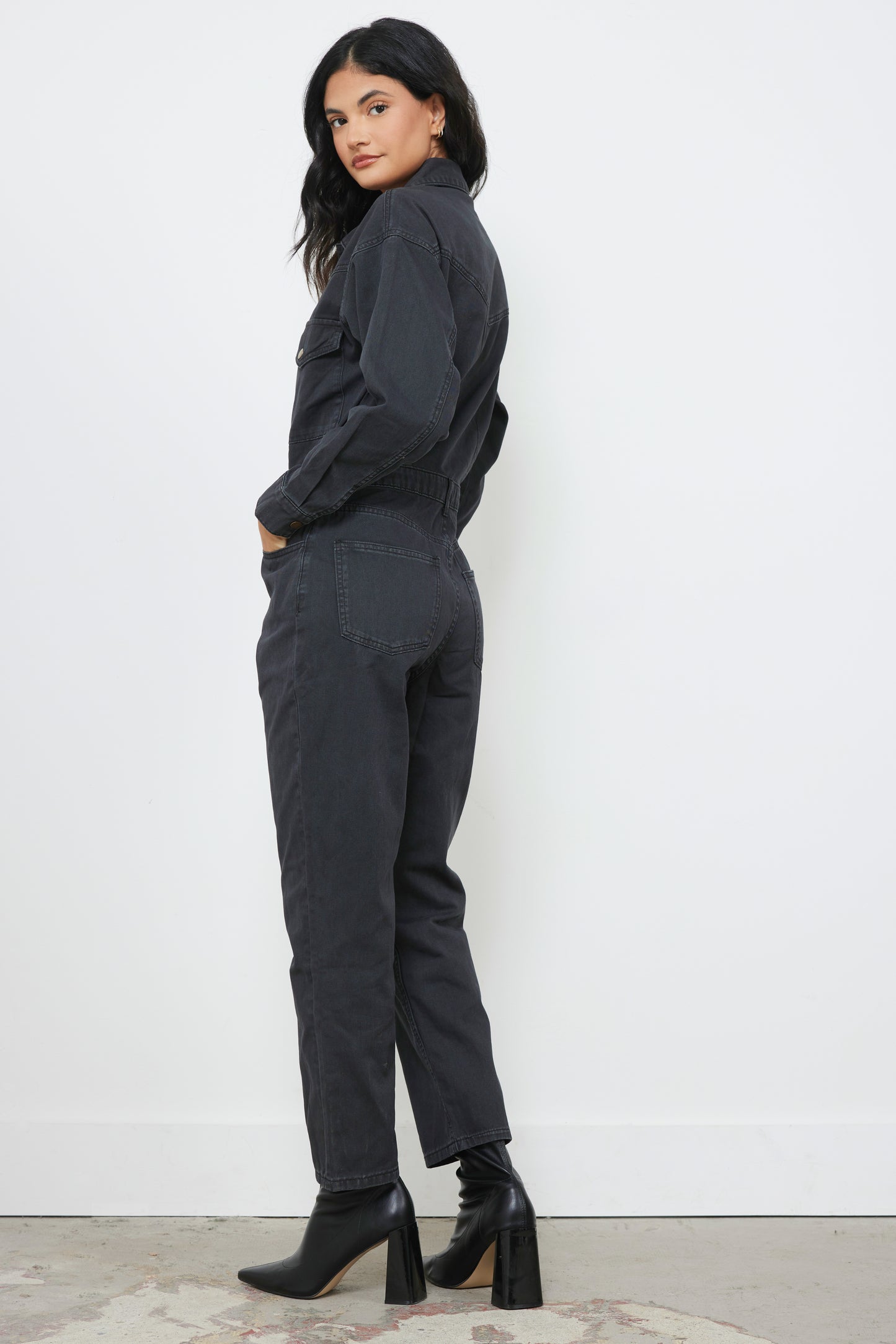 Play It Cool Washed Black Jumpsuith