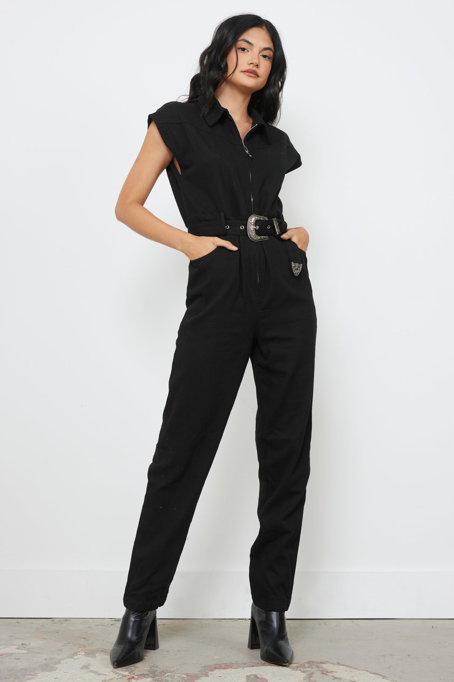 West World Black Denim Jumpsuit