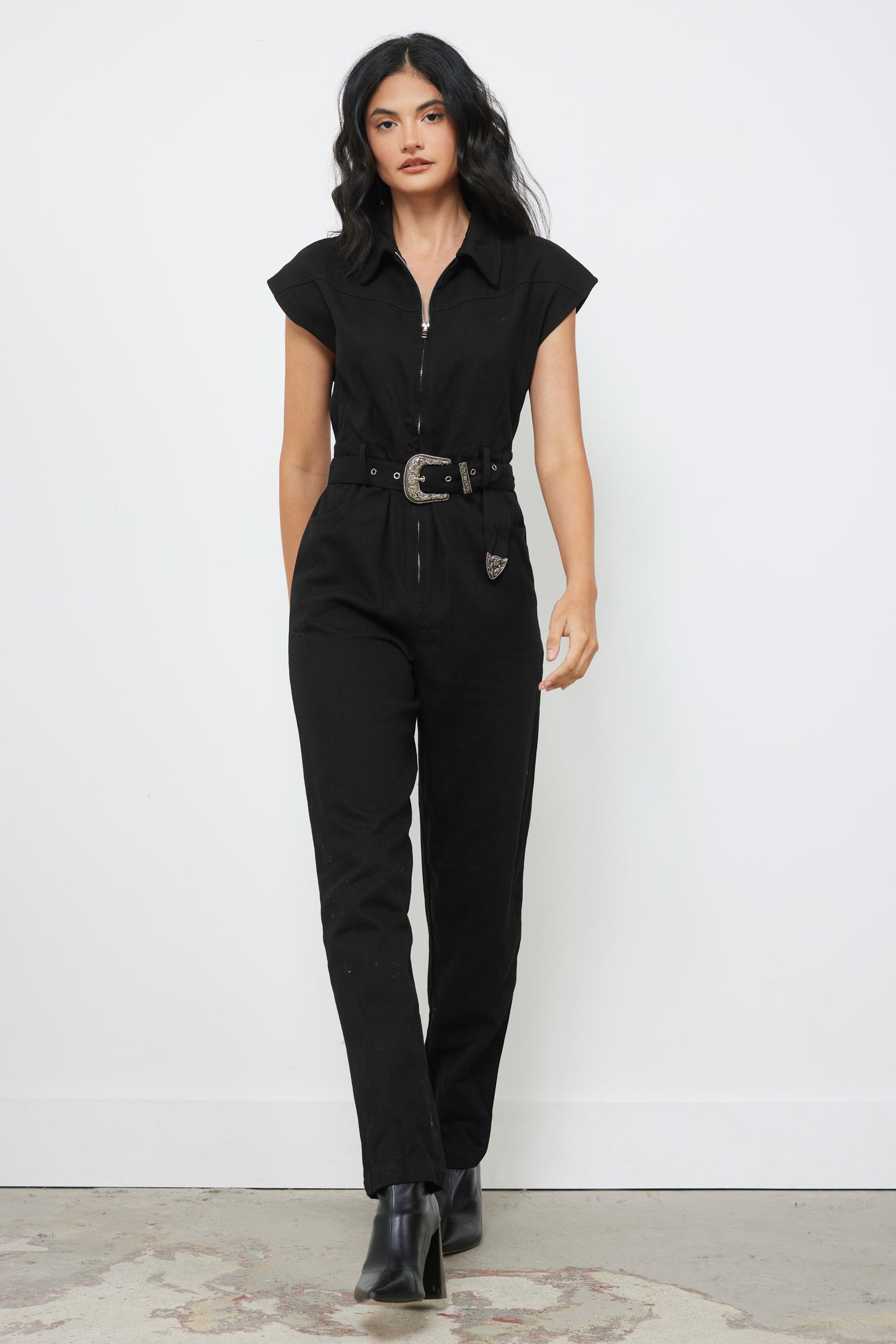 West World Black Denim Jumpsuit