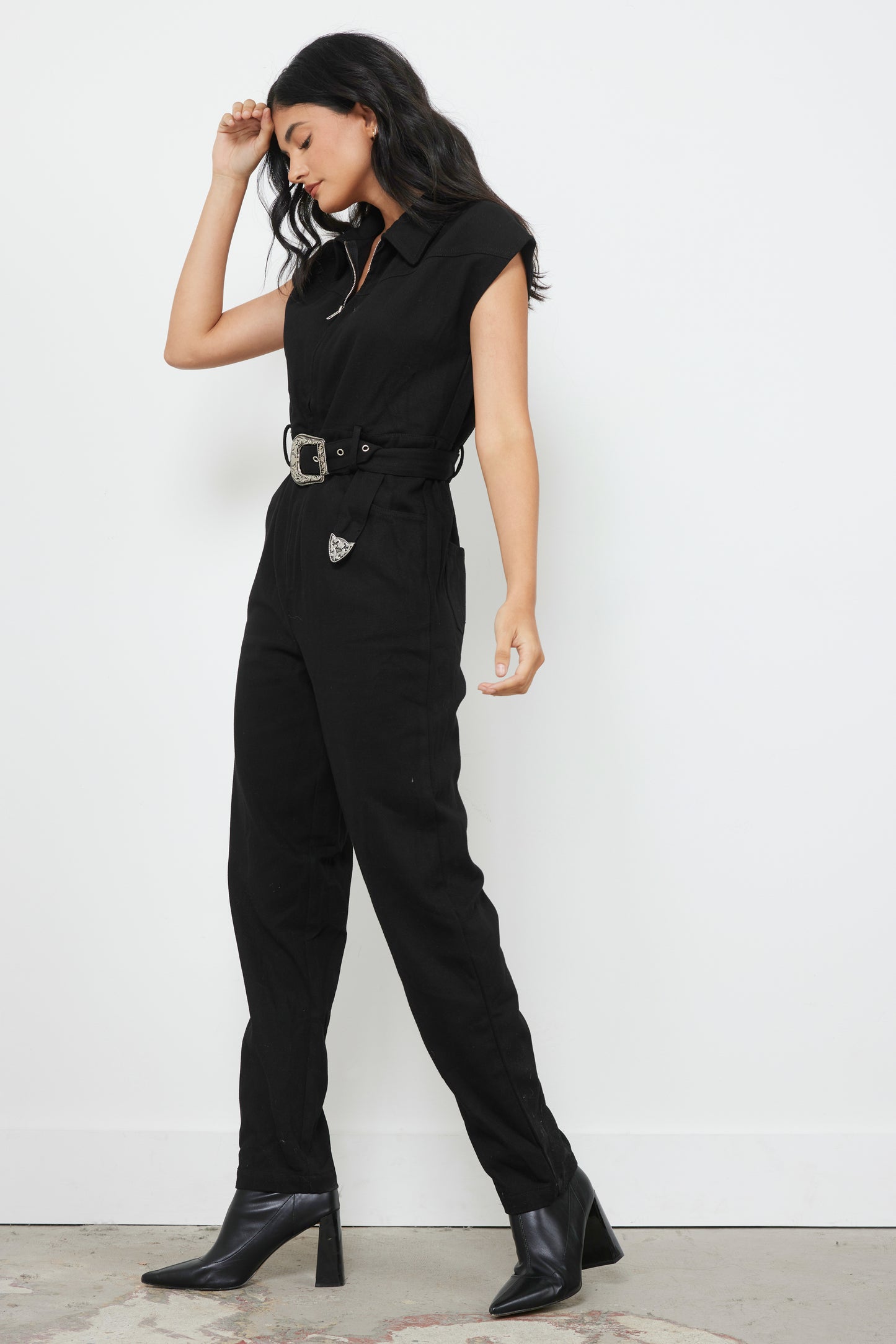 West World Black Denim Jumpsuit