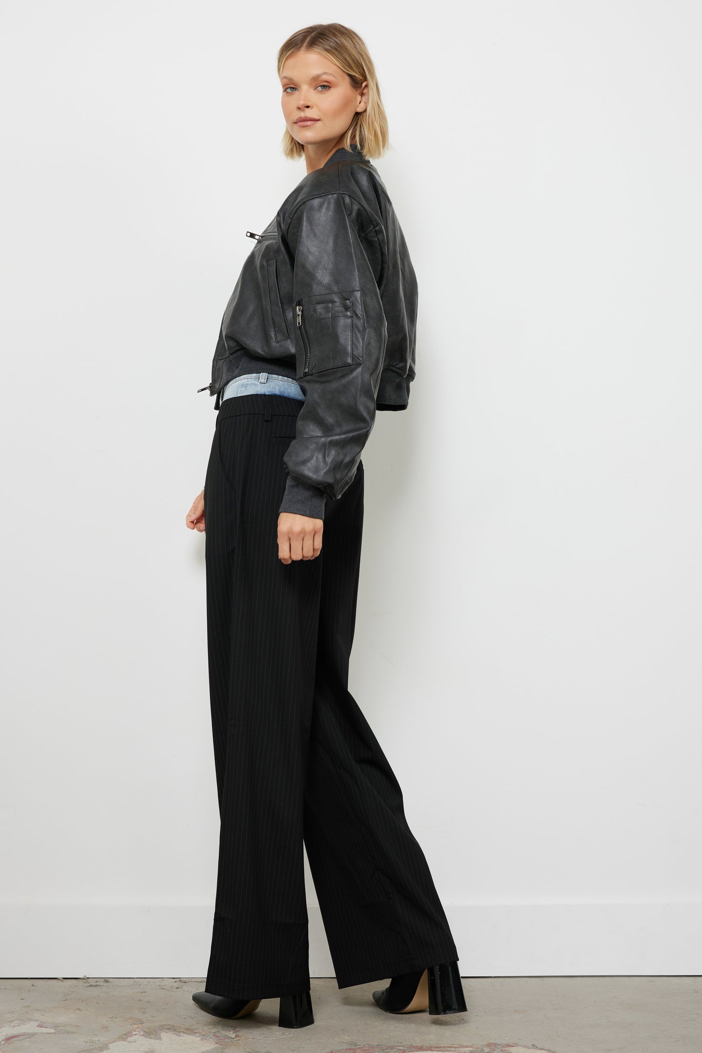 Right Place Wrong Time Grey Leather Jacket