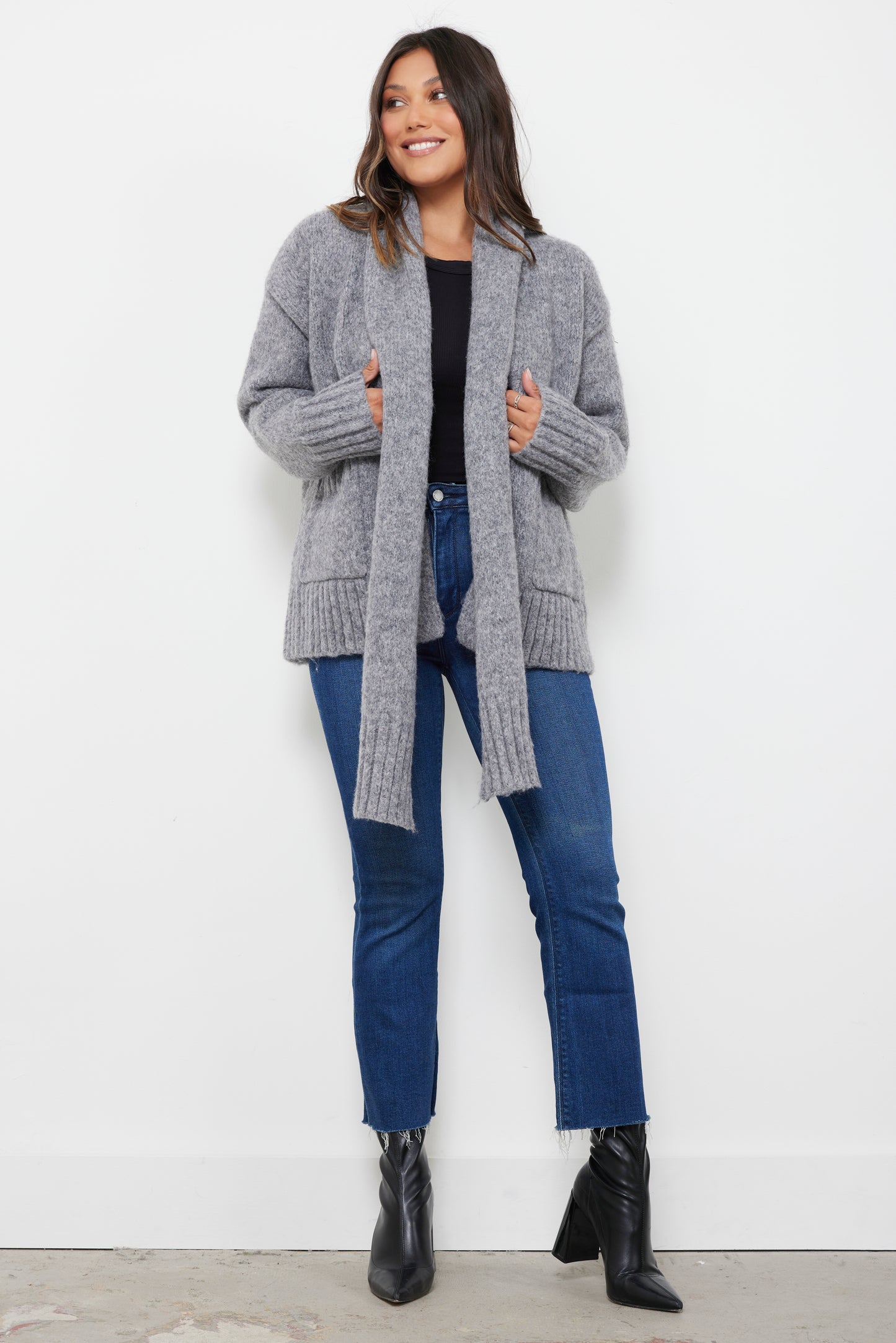 Take The Long Way Home Grey Cardigan