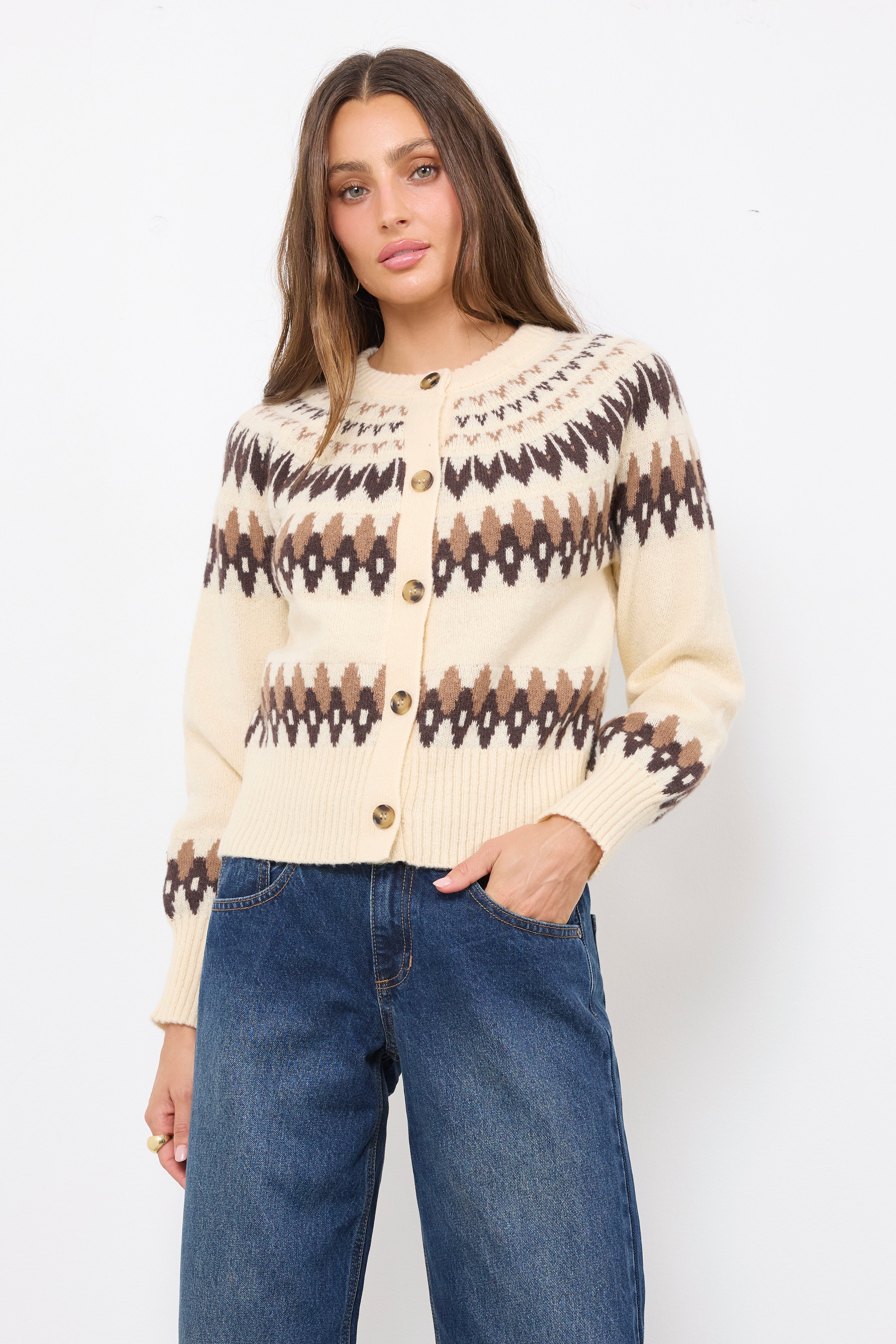 Okemo Ivory Multi Knit Top