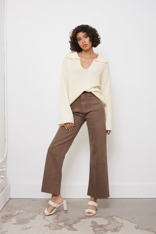 Eleni Washed Brown Pants