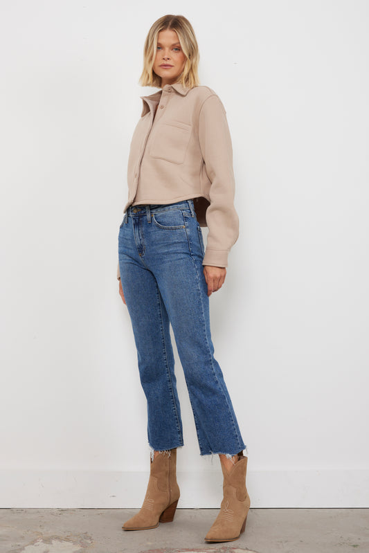 Weekend Plans Taupe Shirt Jacket
