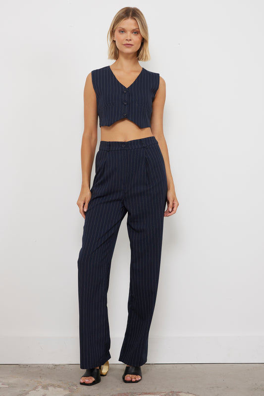 Presley Pinstripe Navy Cargo Pants